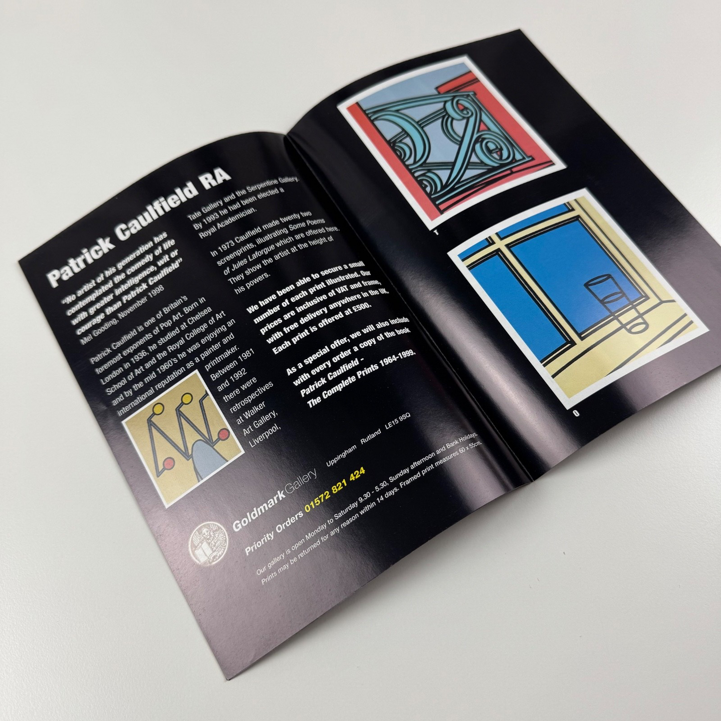 Promotional fold out brochure for Patrick Caulfield | Goldmark Gallery