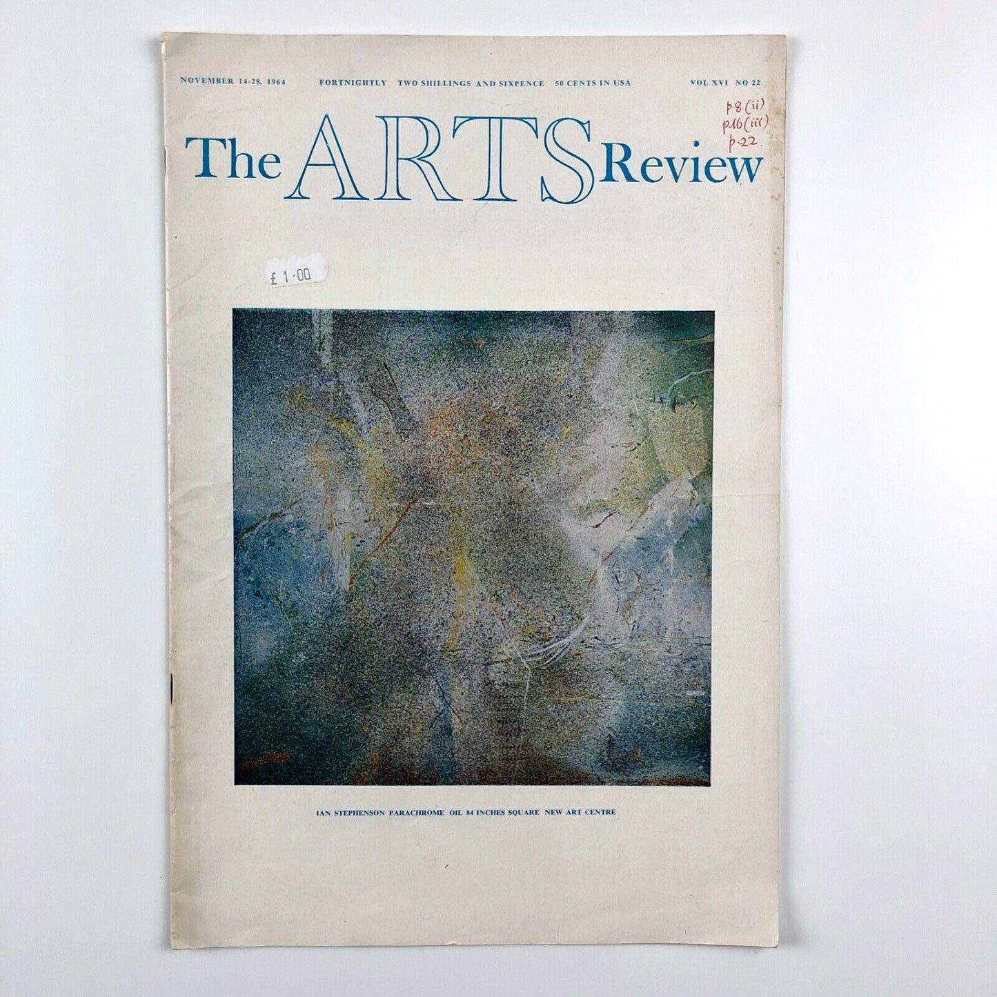 The Arts Review 14-28 Nov 1964 Vol XVI, No. 22 | Ian Stephenson | New Art Centre