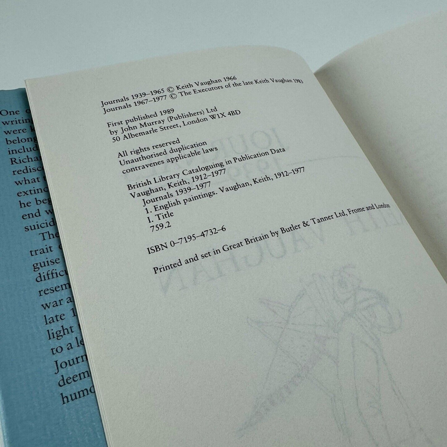 Keith Vaughan. Journals 1939-1977 | Edited by Alan Ross | John Murray, 1989