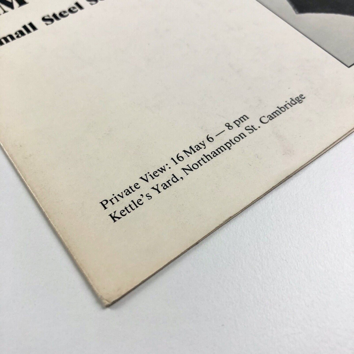 Private view invite for Tim Scott Small Steel Sculptures | Kettle's Yard, Cambridge, 1980