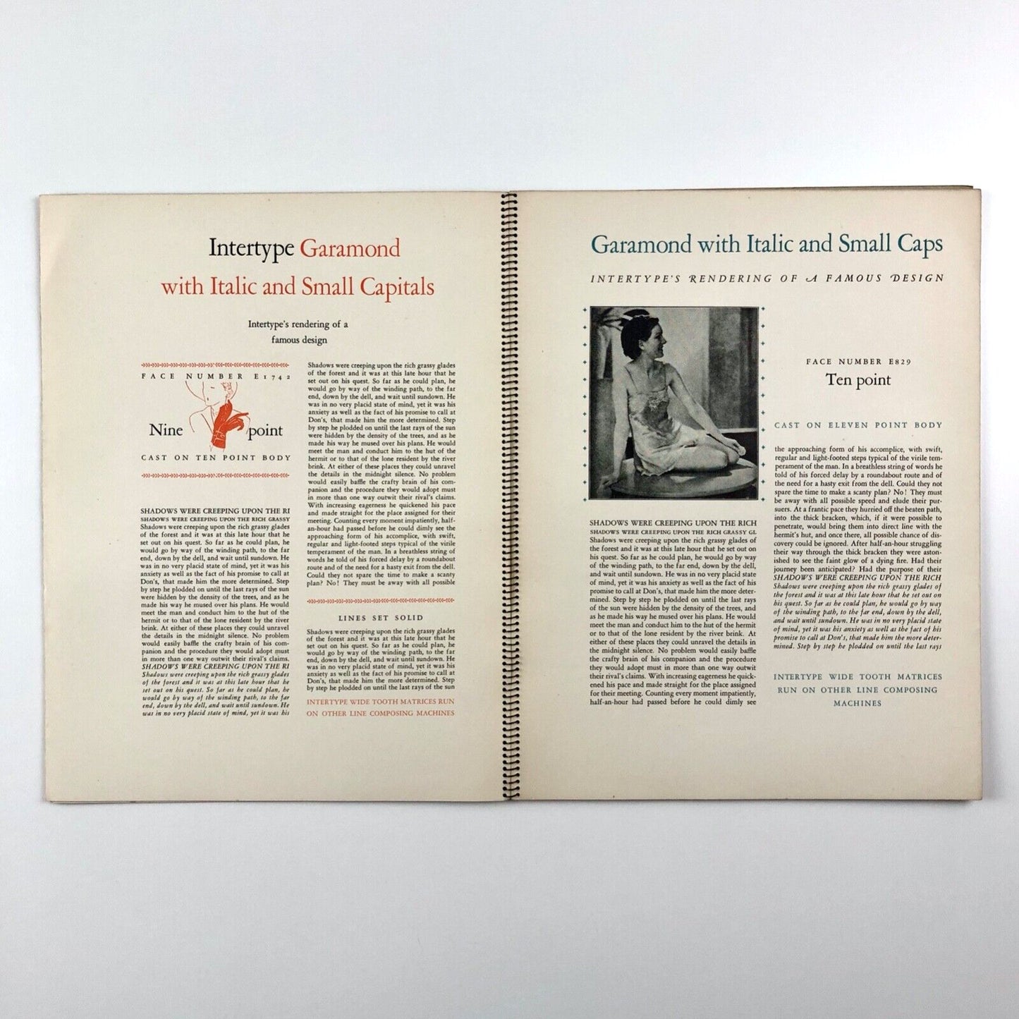 Intertype Garamond | Wire-bound type specimen brochure | Undated
