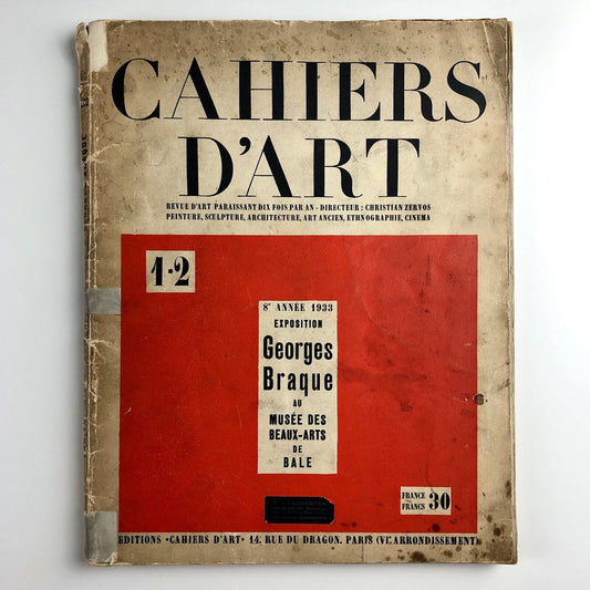 Cahiers D'Art 1-2 | Georges Braques Musée des Beaux-Arts de Bâle, 1933