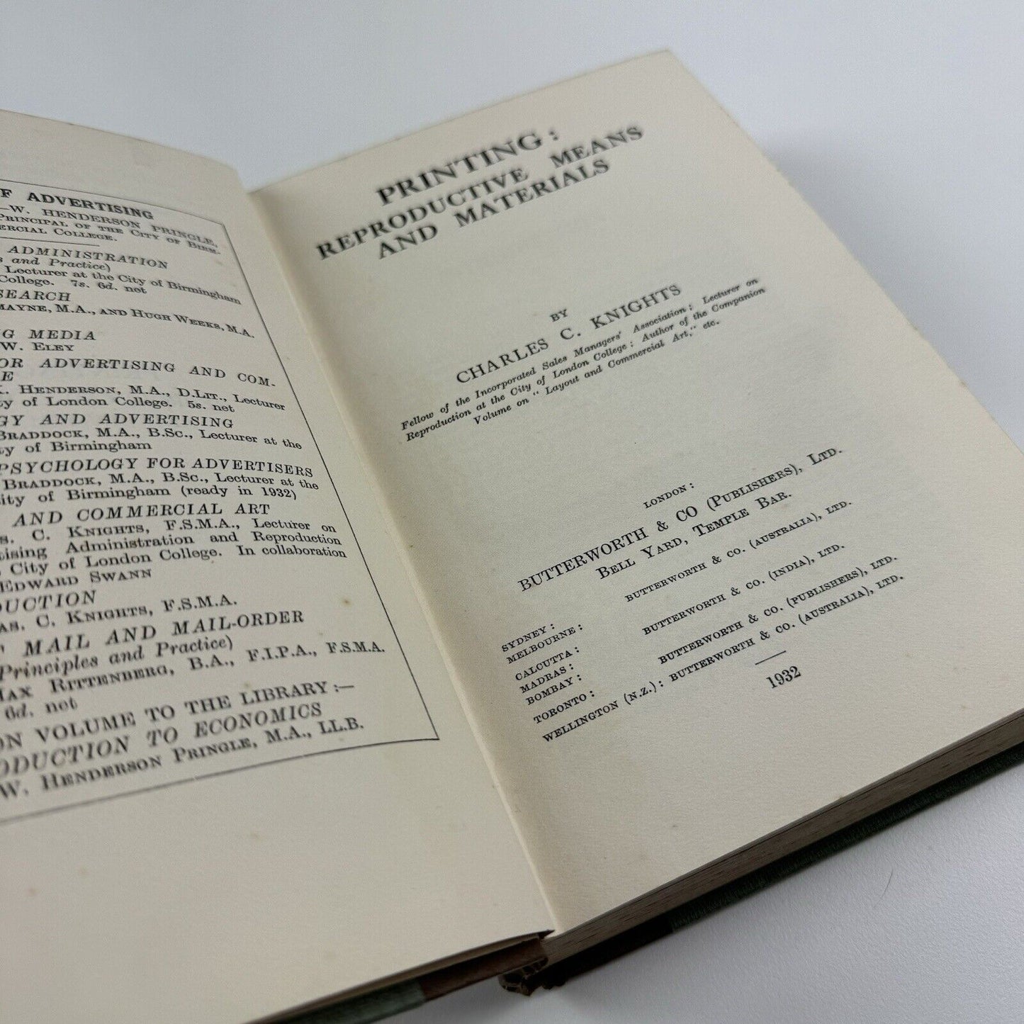Printing: Reproductive means and materials Charles C. Knights | Butterworth, 1932