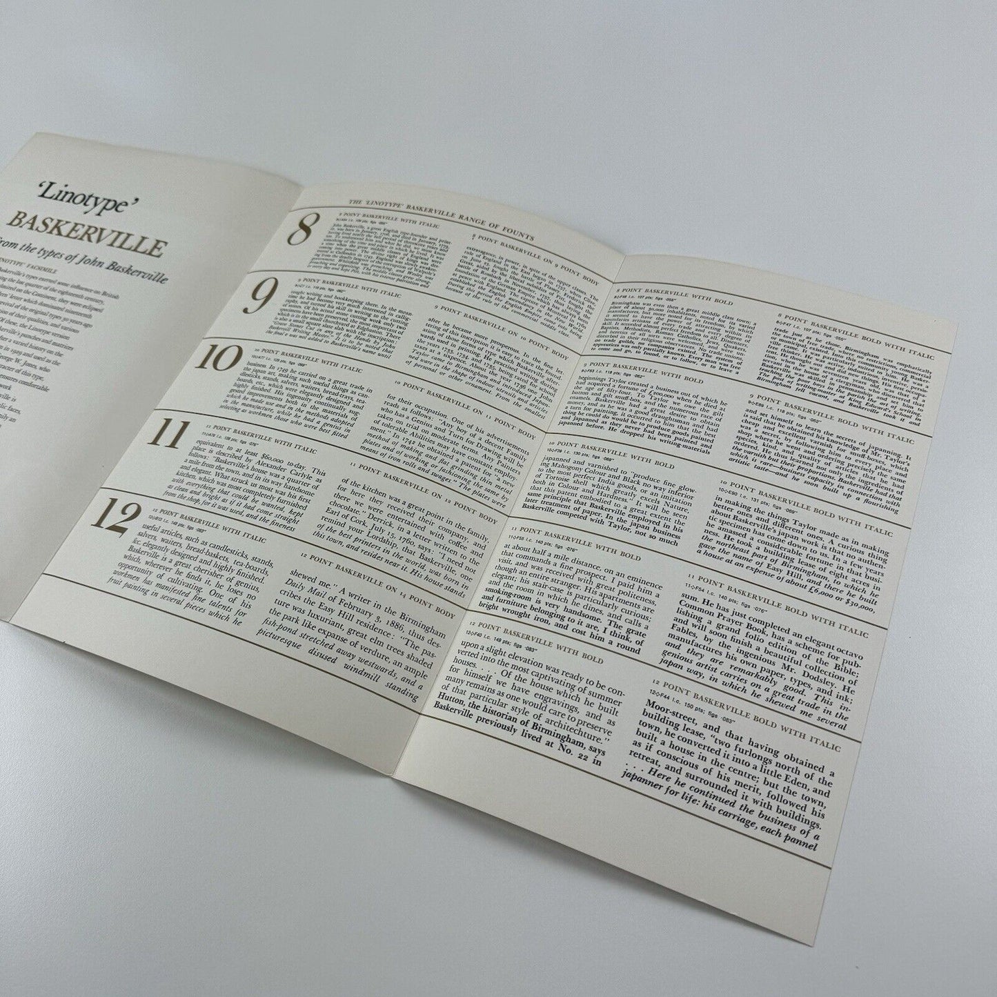 Linotype Baskerville | Type specimen leaflet | Undated, possibly 1960s?