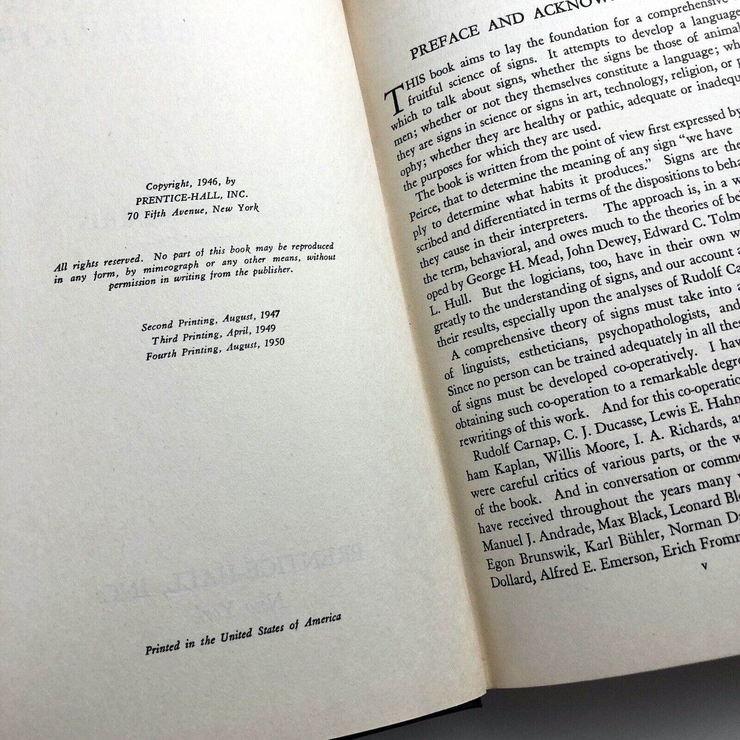 Signs, Language and Behaviour by Charles Morris | 4th printing, Prentice Hall, 1950