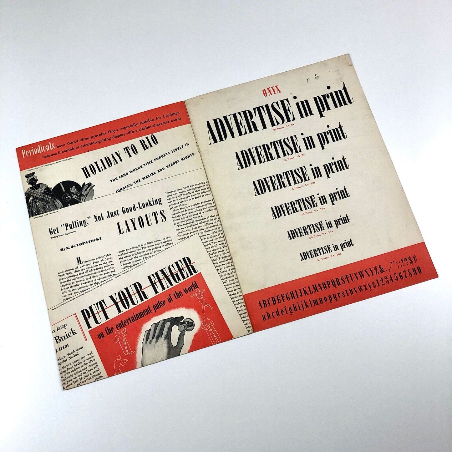 Onyx type specimen brochure | American Type Founders | Design by Gerry Powell, 1937