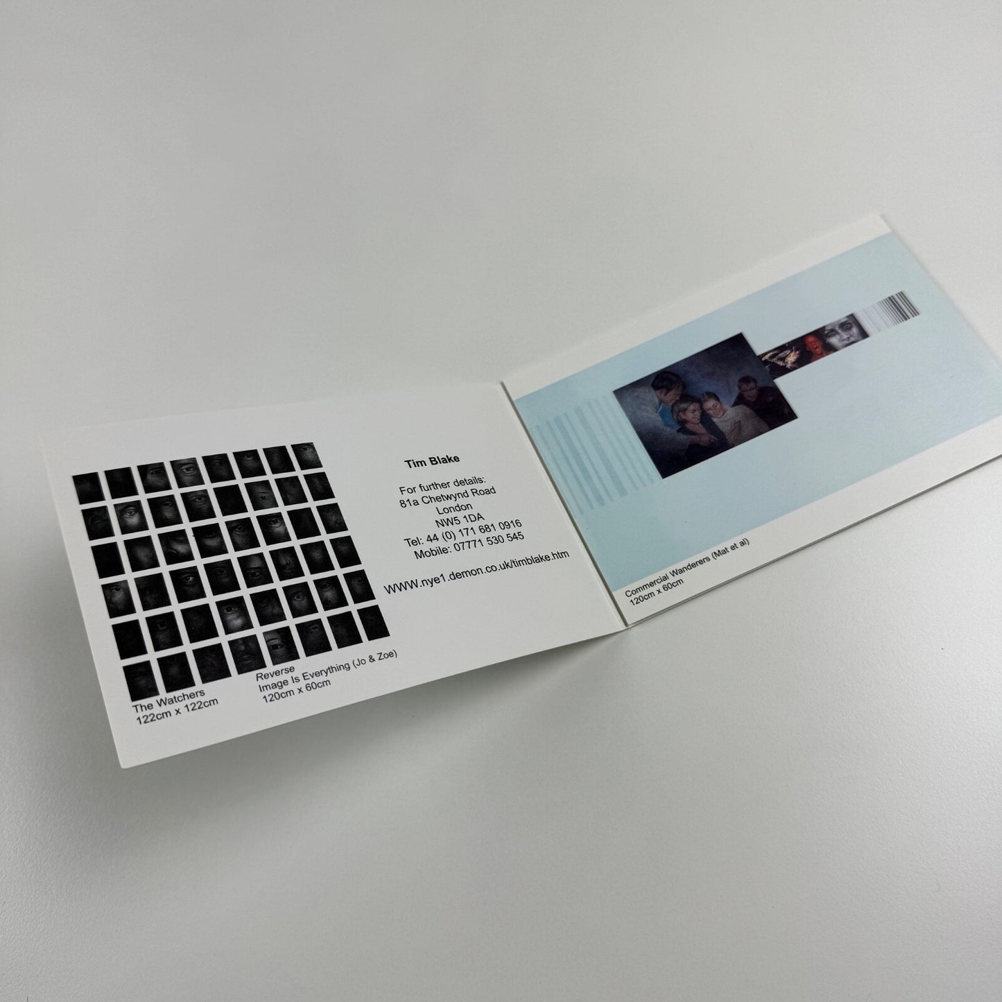 Promotional fold out card for Tim Blake Paintings, undated