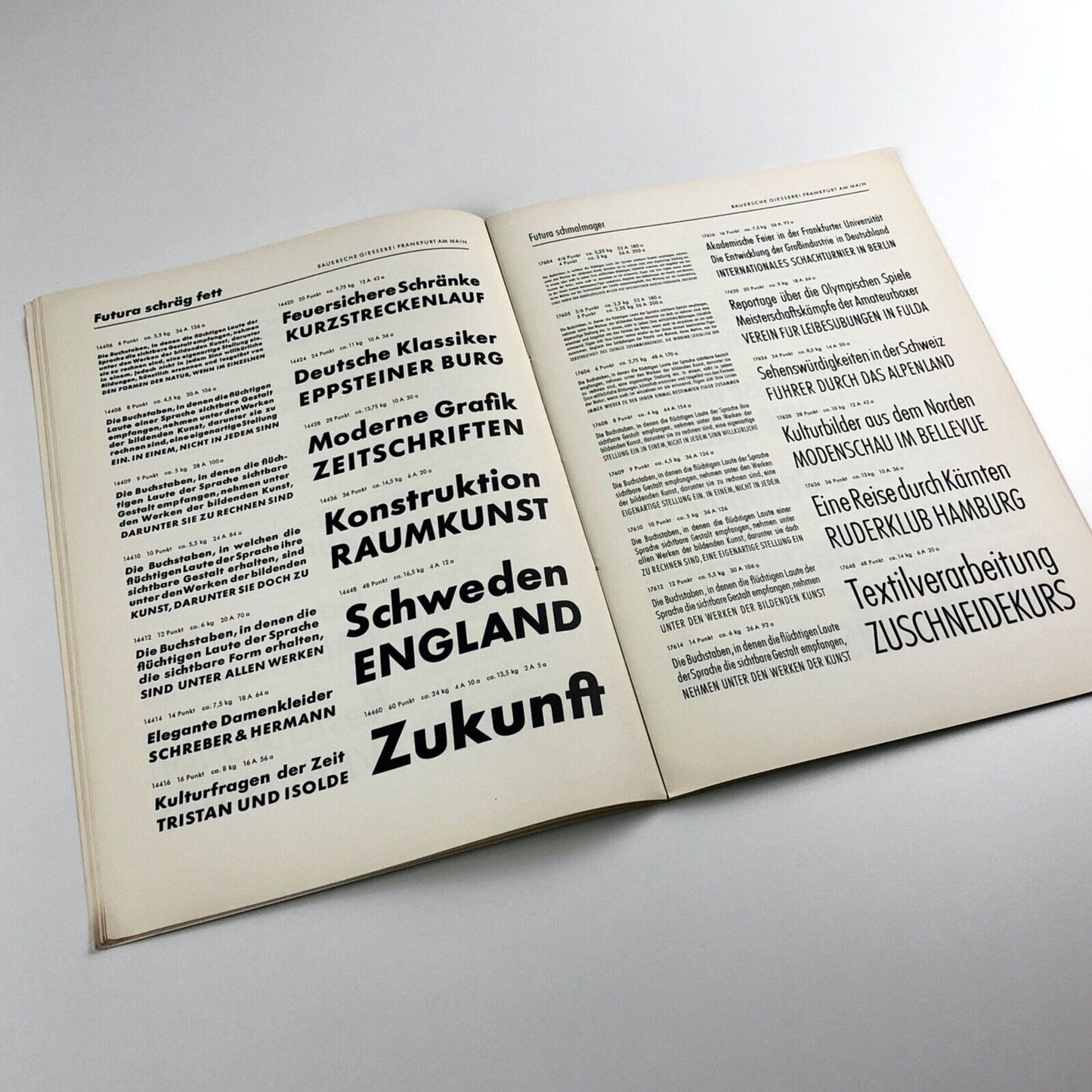 Futura – Bauersche Giesserei Frankfurt | Type specimen booklet Paul Renner
