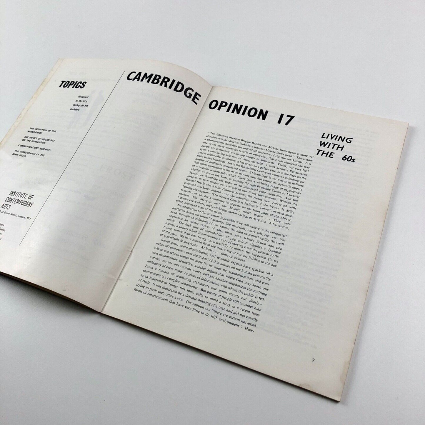 Cambridge Opinion magazine | No. 17 Living with the 60s | edited by Robert Freeman