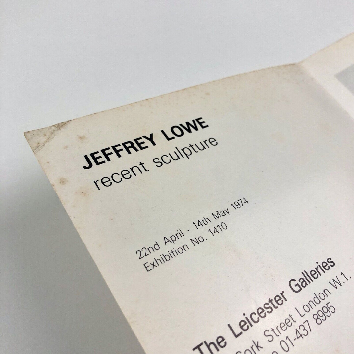 Folding card for Jeffrey Lowe – Recent Sculpture | The Leicester Galleries, London, 1974