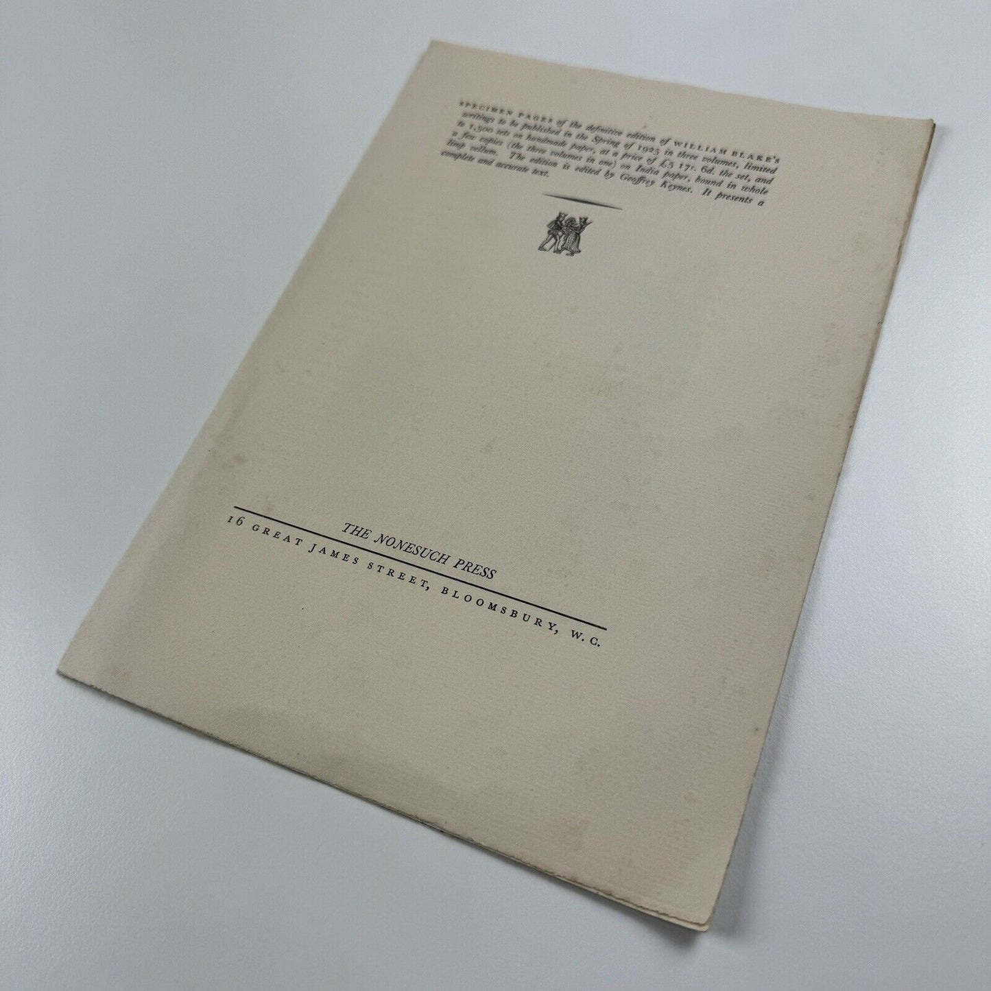 Specimen pages – William Blake’s writings | Edited by Geoffrey Keynes | Nonesuch Press, 1925
