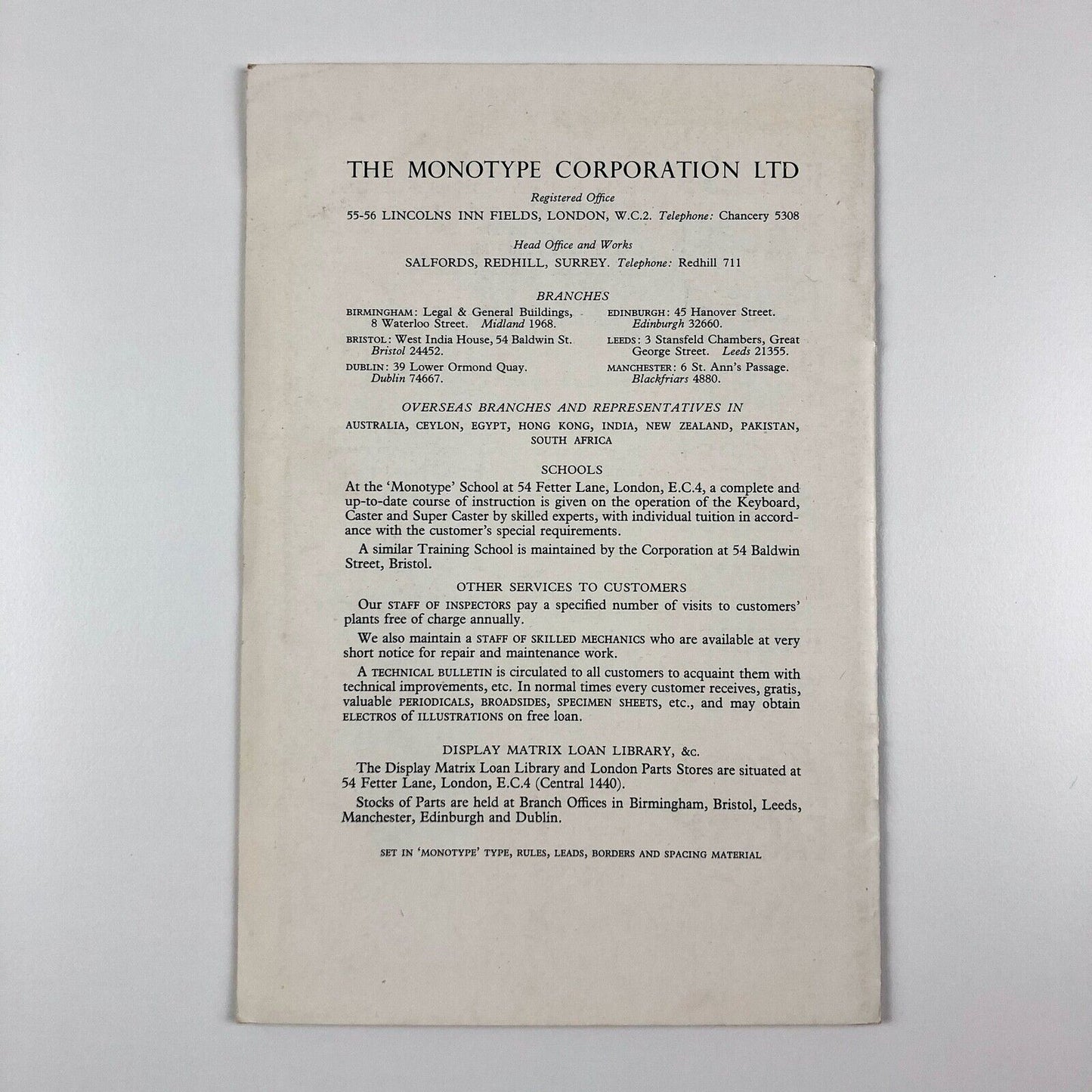 Points to Remember About ‘Monotype’ Composing & Casting Machines | Booklet