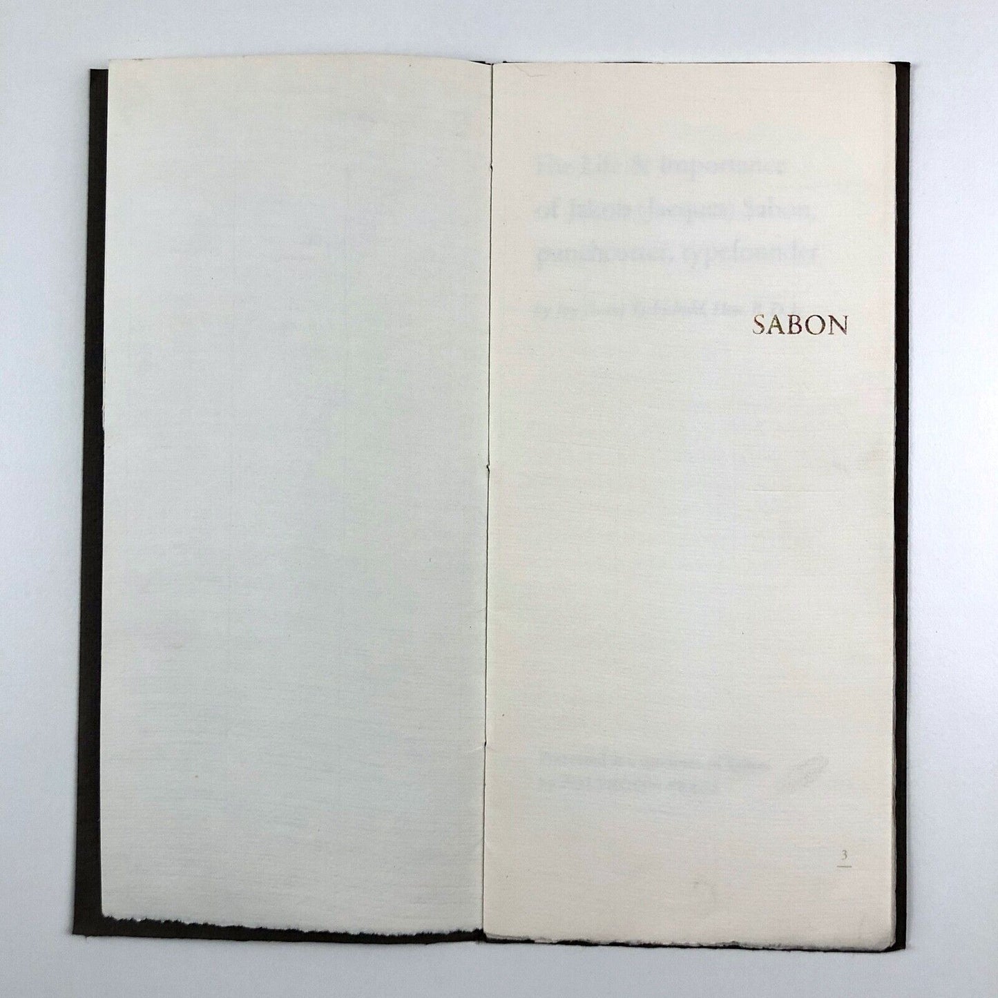 The Life & Importance of Jakob Sabon | Jan Tschichold | Poltroon Press, 1979