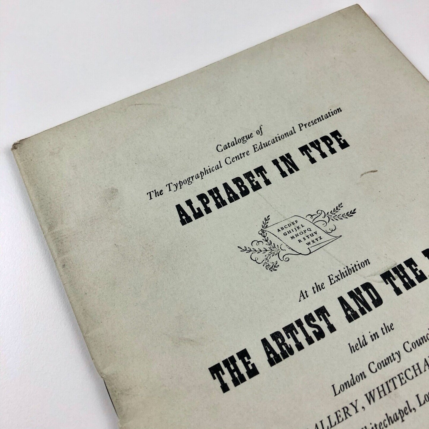 Alphabet in Type LCC type specimen booklet | Whitechapel Art Gallery, 1958