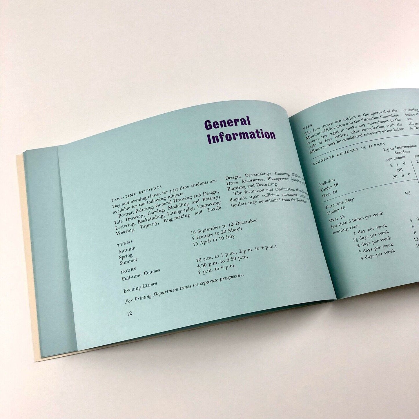 Guildford School of Art | Prospectus 1957–1960 | Surrey County Council booklet