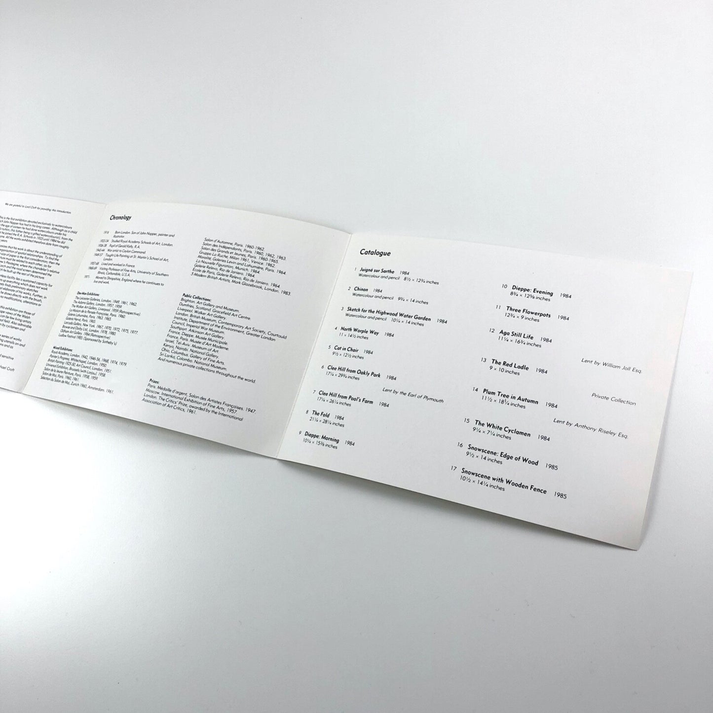 Recent Watercolours by John Napper | Thomas Agnew 1986 folding card/catalogue