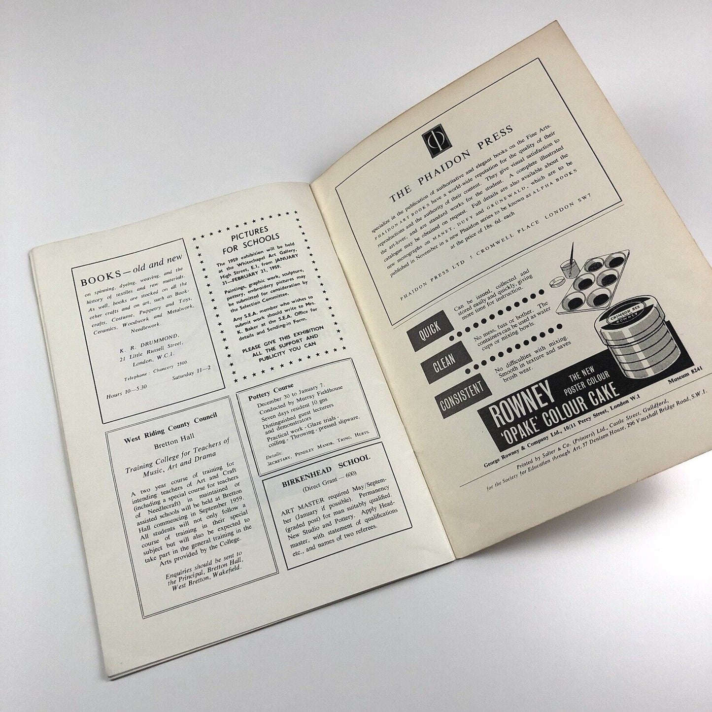 Athene. The Journal of the Society of Education through Art | Vol 9 No 1 Winter 1958-9 | edited by Dennis Young | Herbert Read
