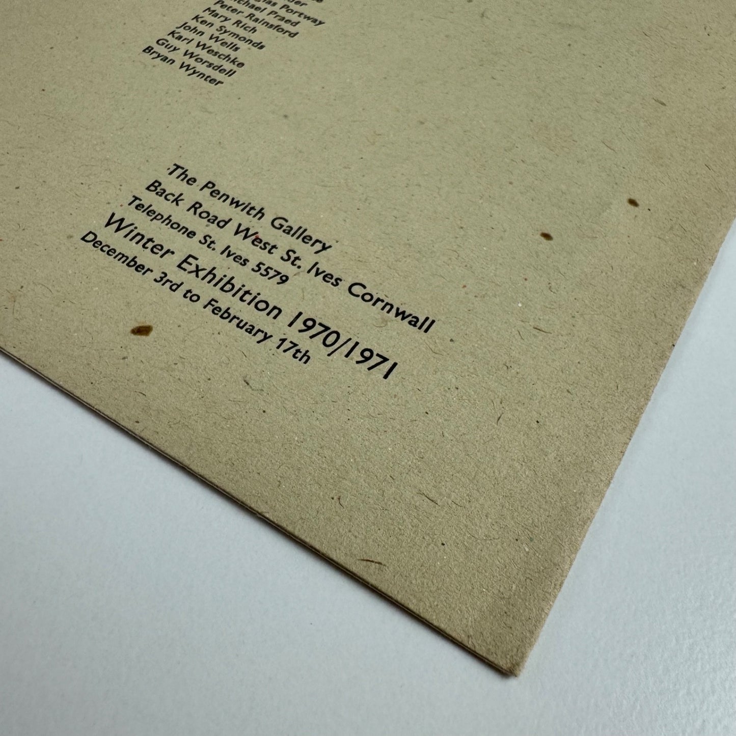Catalogue Penwith Society Gallery Winter exhibition 1970/71