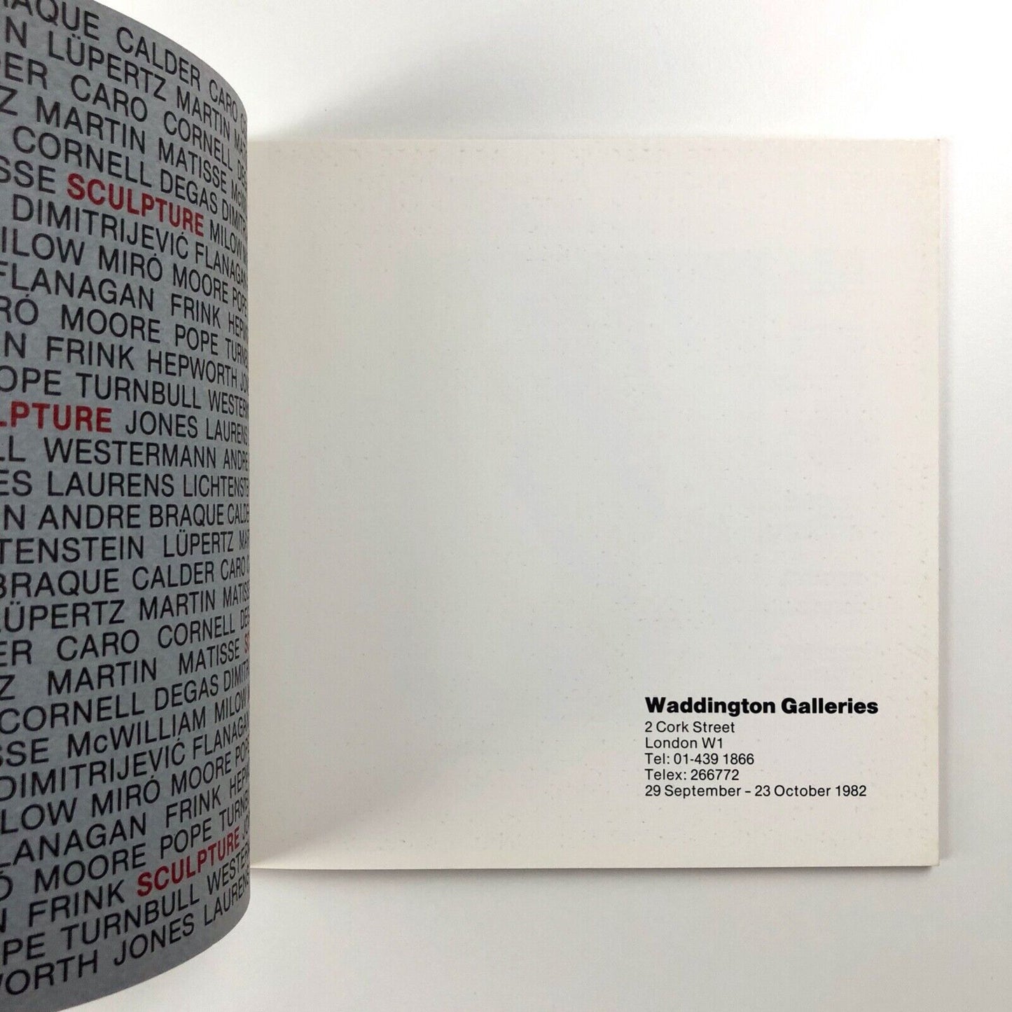 Sculpture – Waddington Galleries exhibition catalogue, 1982 | Calder, Miro, Flanagan, Frink et al