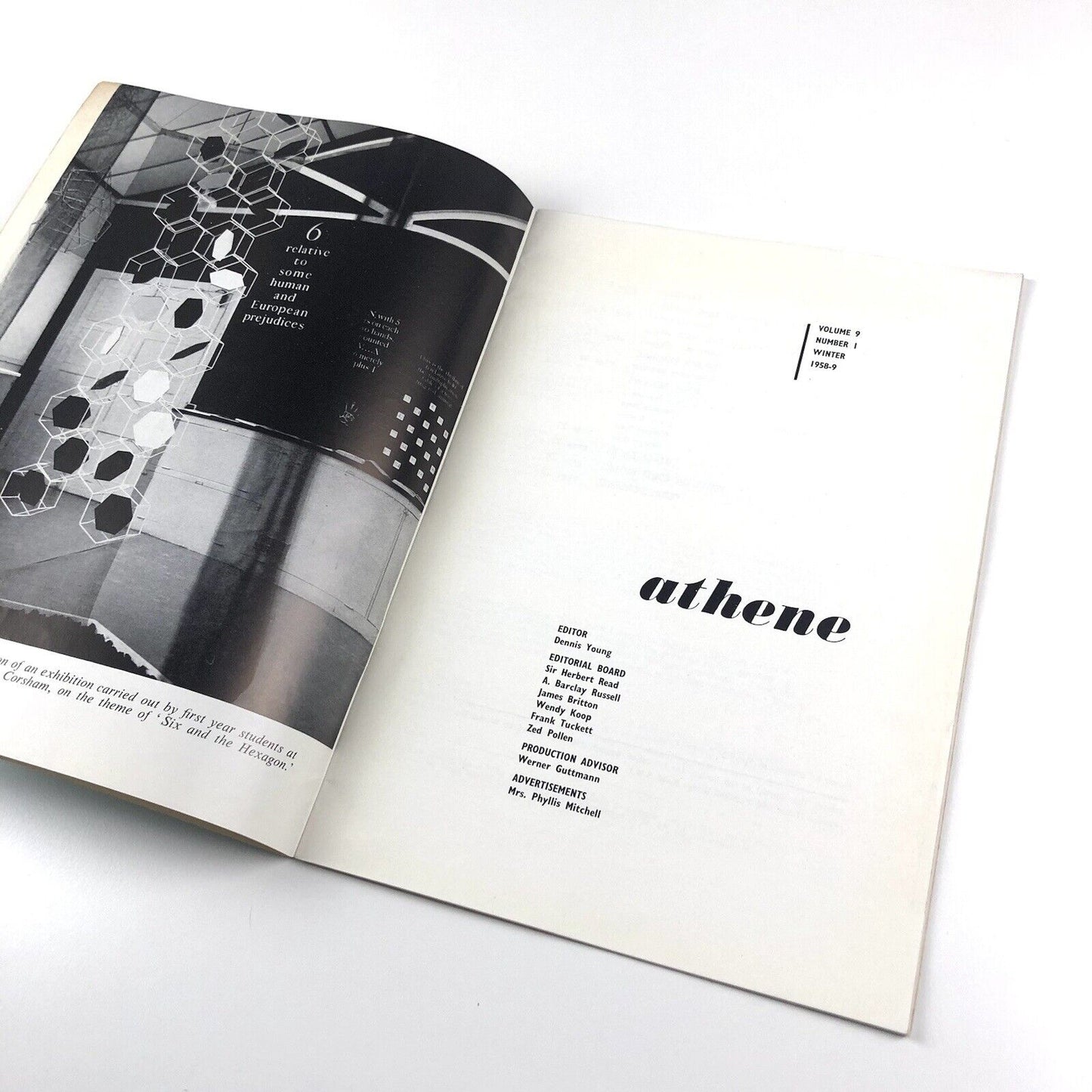 Athene. The Journal of the Society of Education through Art | Vol 9 No 1 Winter 1958-9 | edited by Dennis Young | Herbert Read