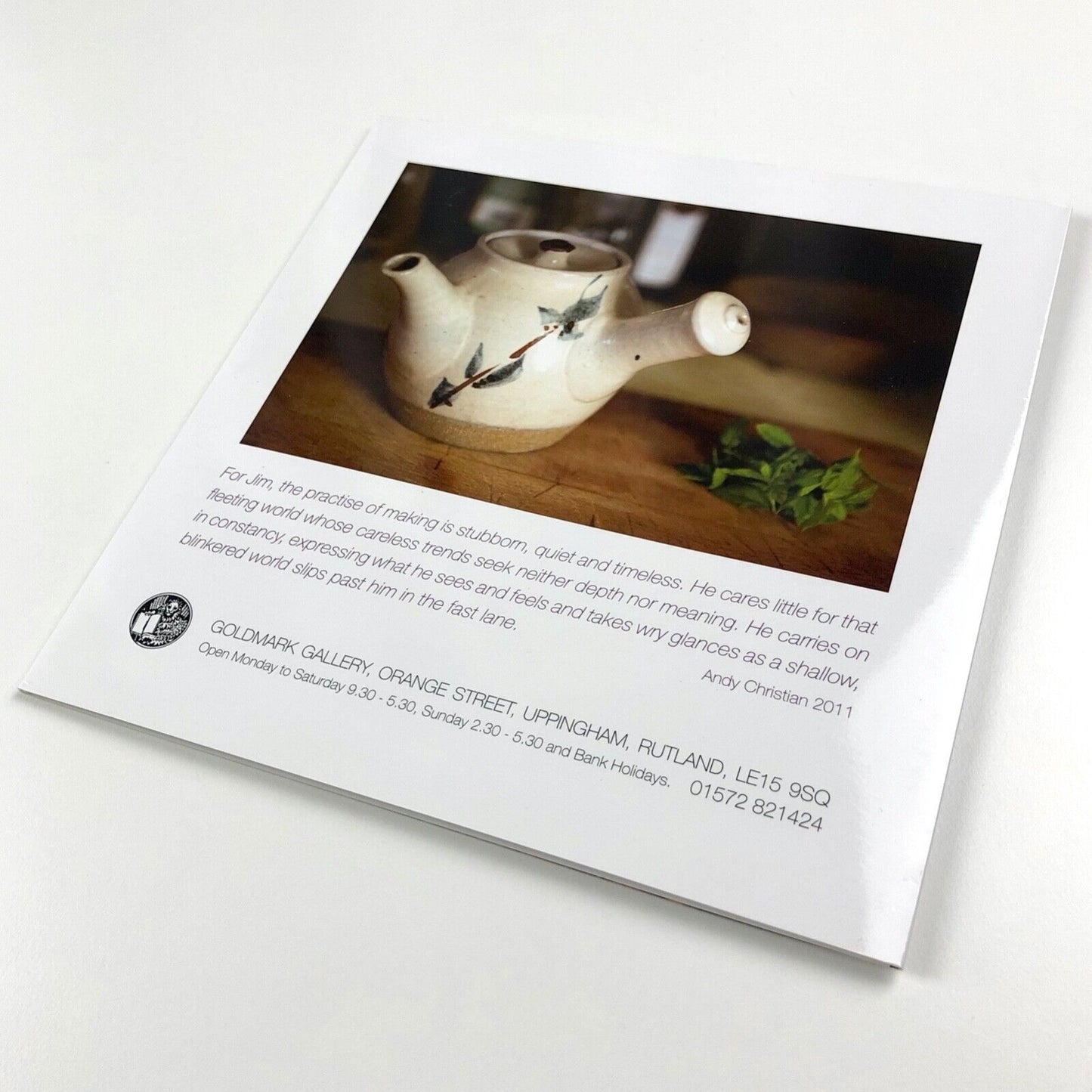 Jim Malone | Private view invite, Goldmark Gallery 2011