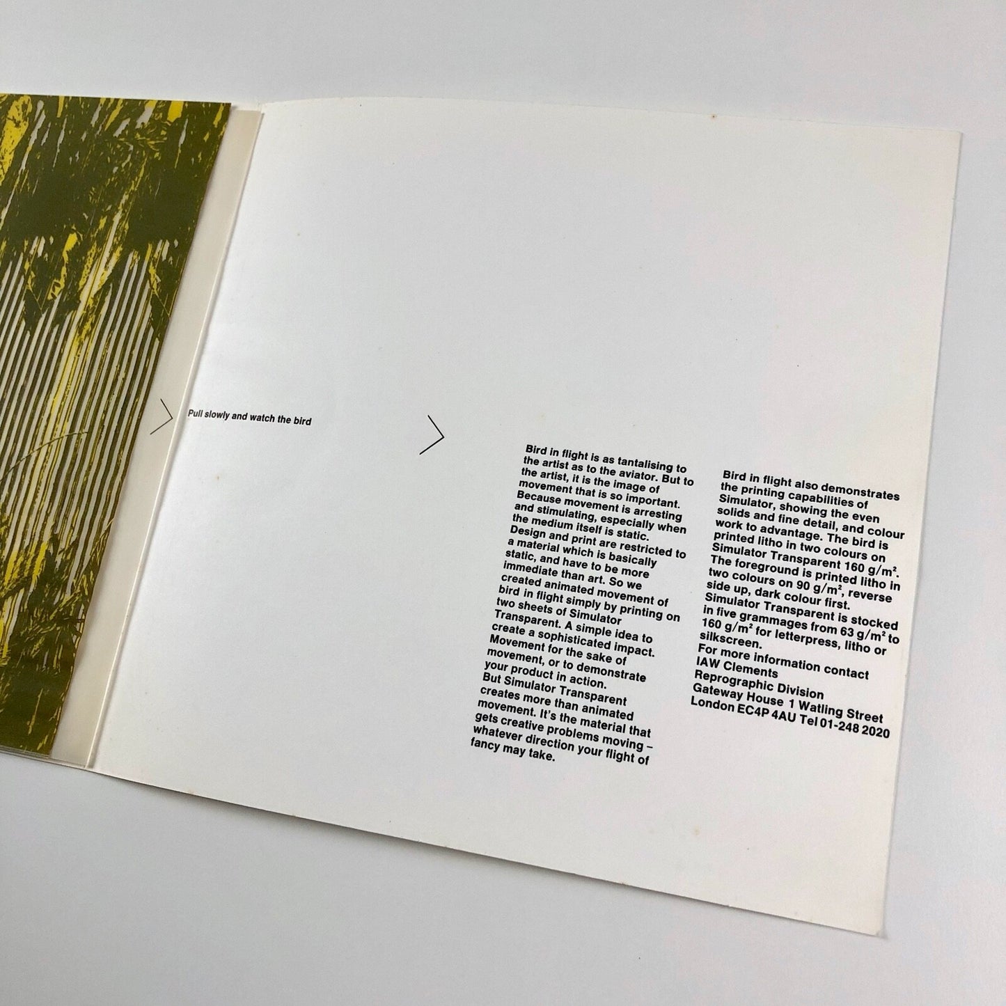 The Designer and Animation, 'Bird In Flight' | IAW Clements | Wiggins Teape leaflet