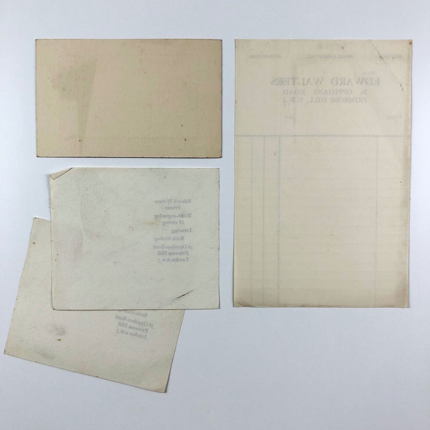 Four pieces of printed ephemera relating to Edward Walters | Fleece Press, c.1930s