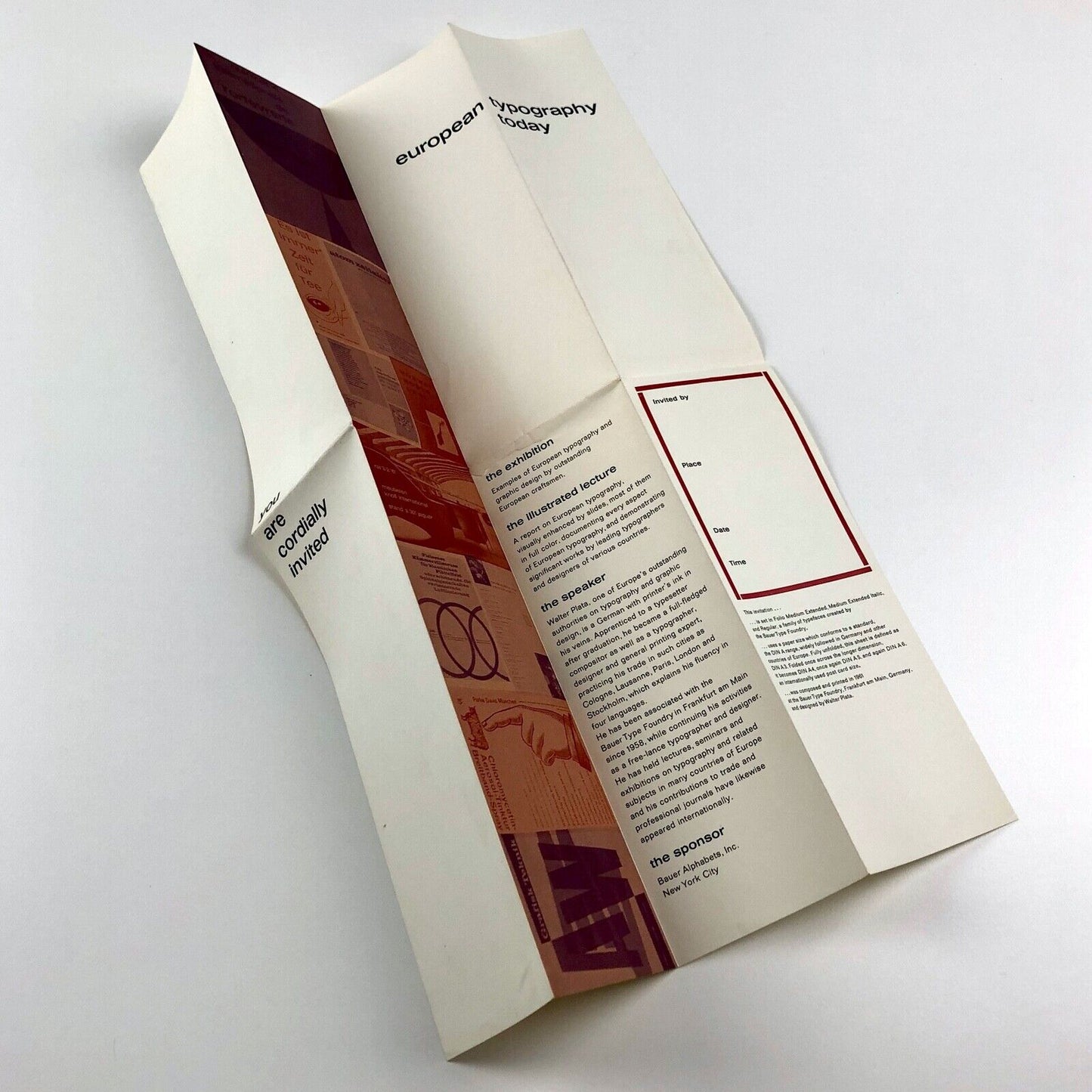 Invitation European Typography Today Bauer Type Foundry Alphabets 1961 Walter Plata