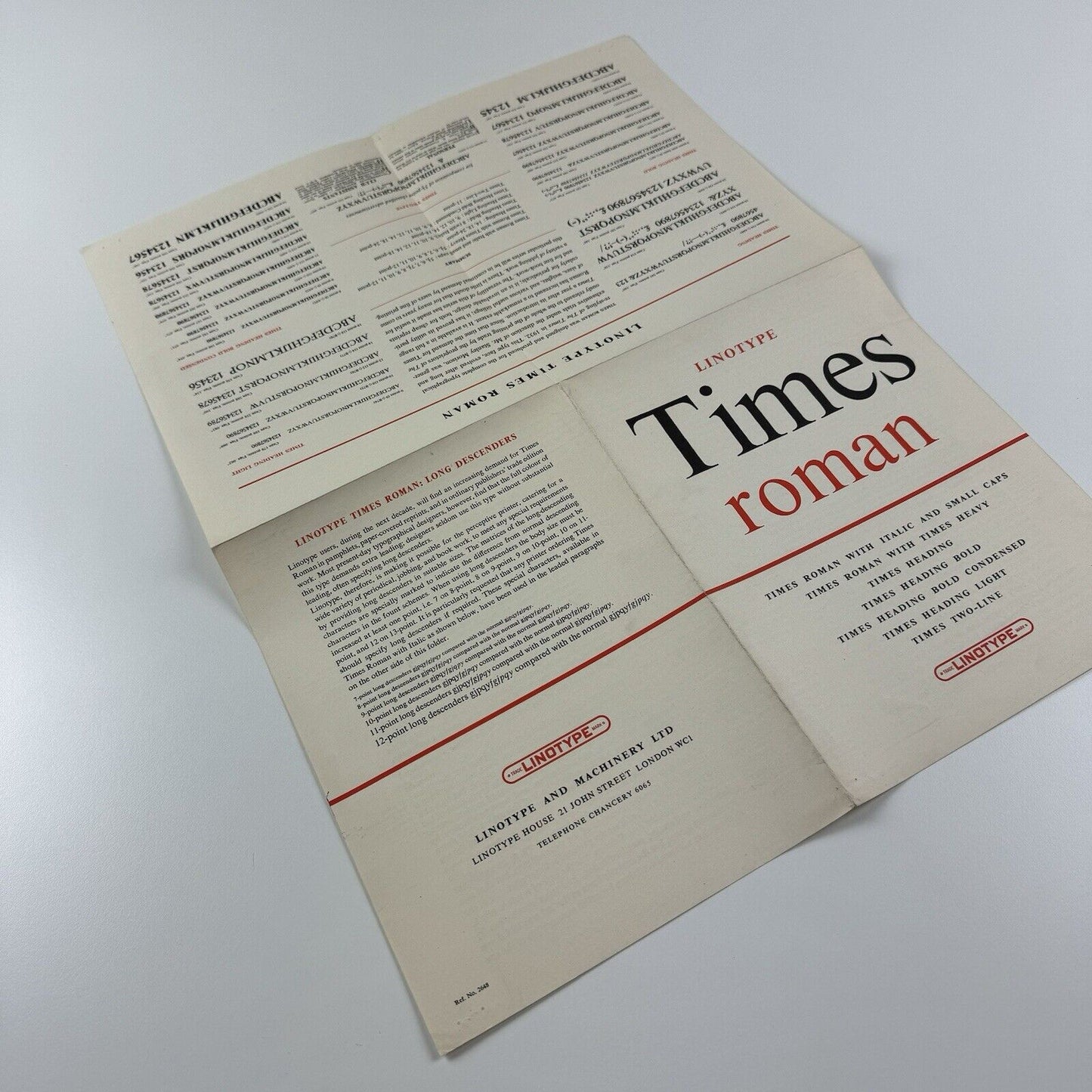 Linotype Times Roman – type specimen fold out poster | Undated