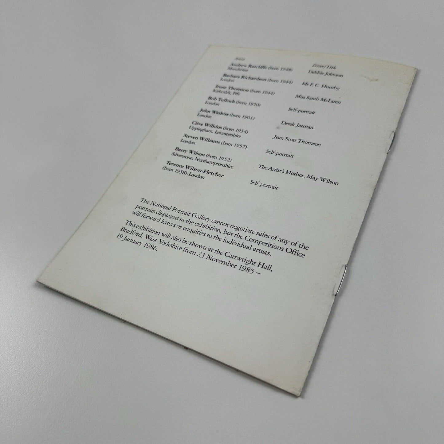 Leaflet for Portrait Award 1985 John Player Special | National Portrait Gallery