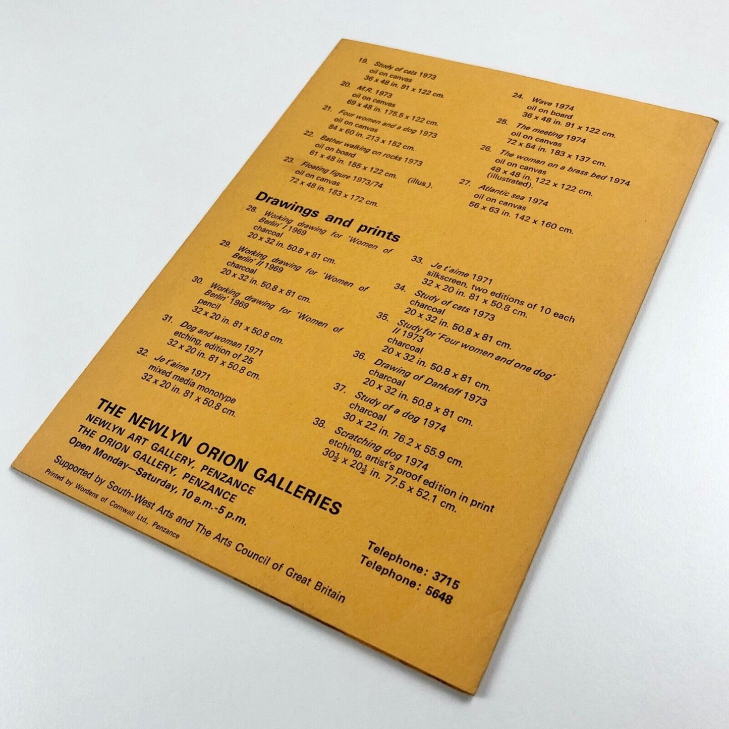 Karl Weschke. Paintings of women landscape and allegory | Newlyn Art Gallery leaflet, 1974