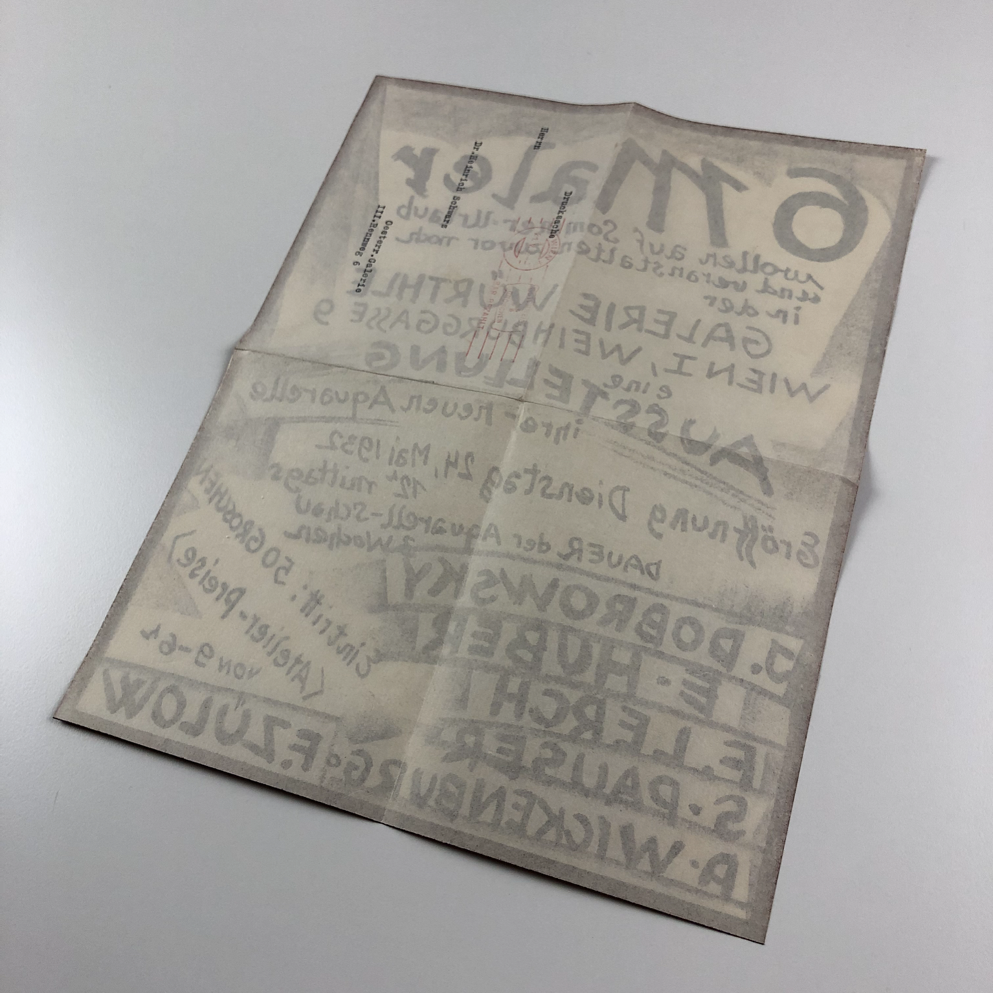 Small poster to accompany the exhibition 6 Maler, at Galerie Würthle | Very rare, 1932