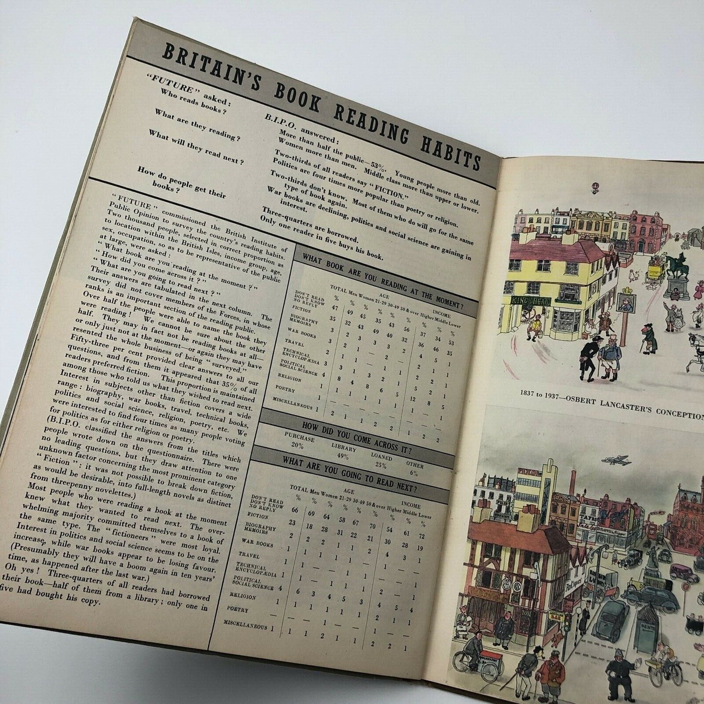 Overture: Future Books series. Industry Government Science Arts | Volume 1, 1946 | cover design by John Armstrong | charts by The Isotype Institute | edited by Marjorie Bruce Milne editorial consultants included S.C. Leslie