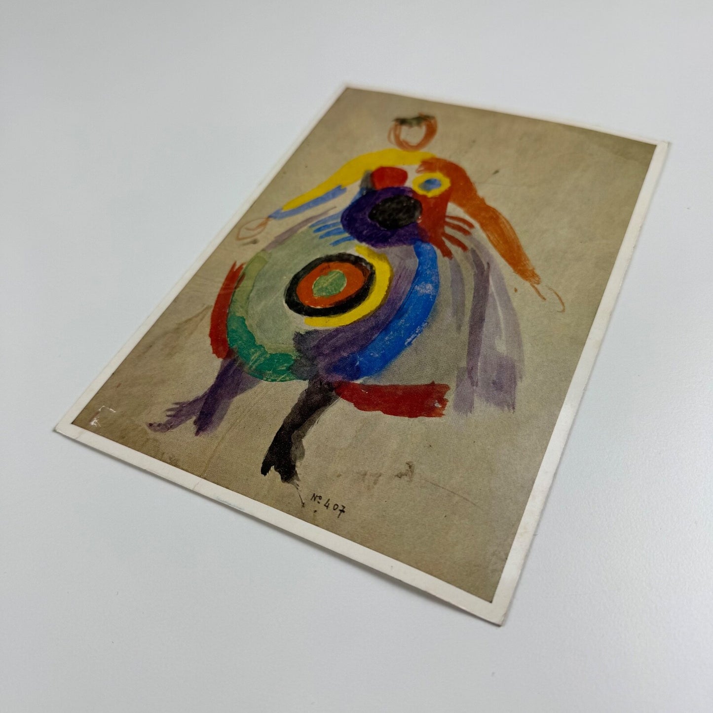 Private view invitation card for the Sonia Delaunay retrospective exhibition Oils gouaches pastels works from 1907 to 1965 held at Gimpel Fils from 1 February 1966