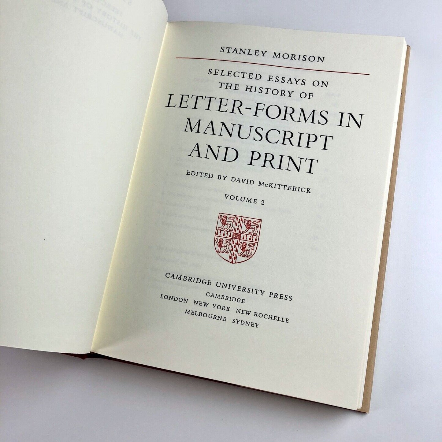 Stanley Morison, Selected Essays on Letter-forms in Manuscript and Print by Stanley Morison | Vols I & II | Ed. David McKitterick