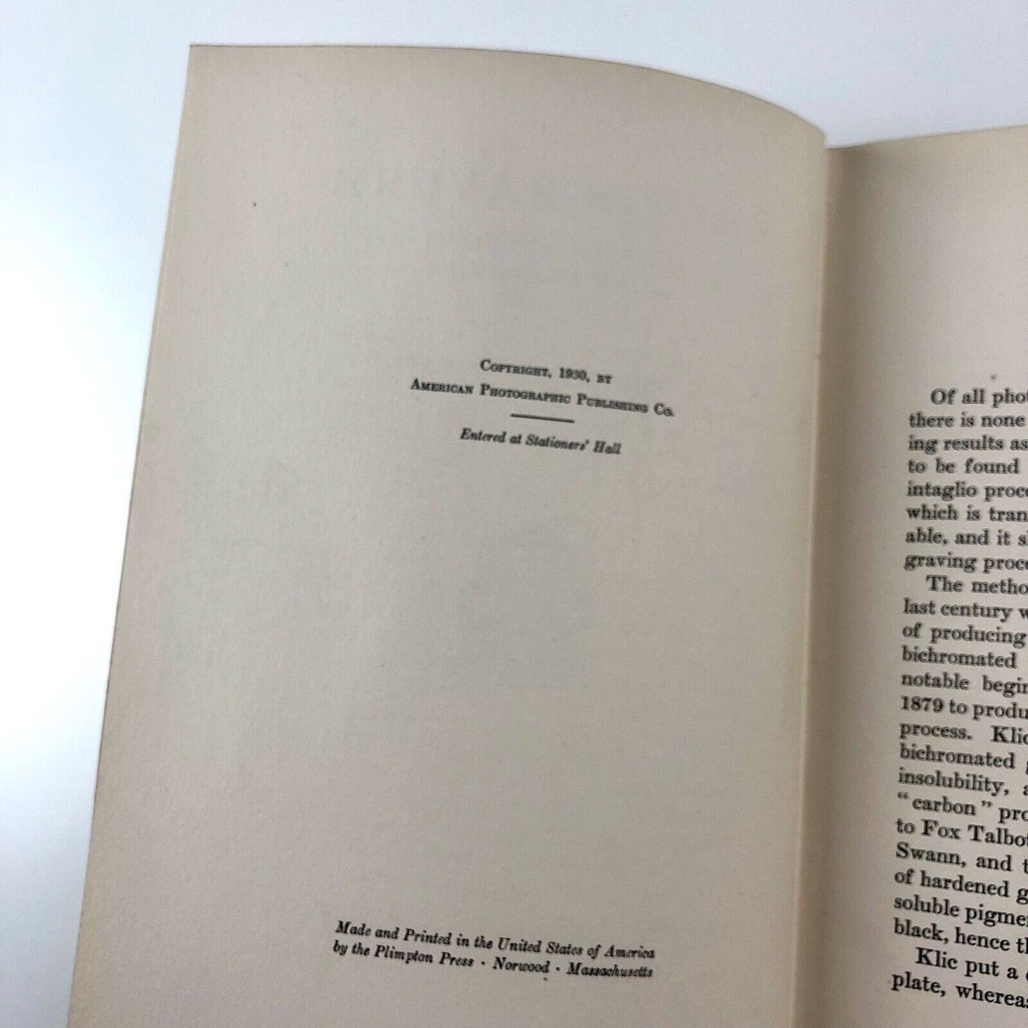 Photogravure: Machine and Hand Printed Processes by H. Mills Cartwright | American Photographic Publishing Co, Boston, 1930 - inscribed