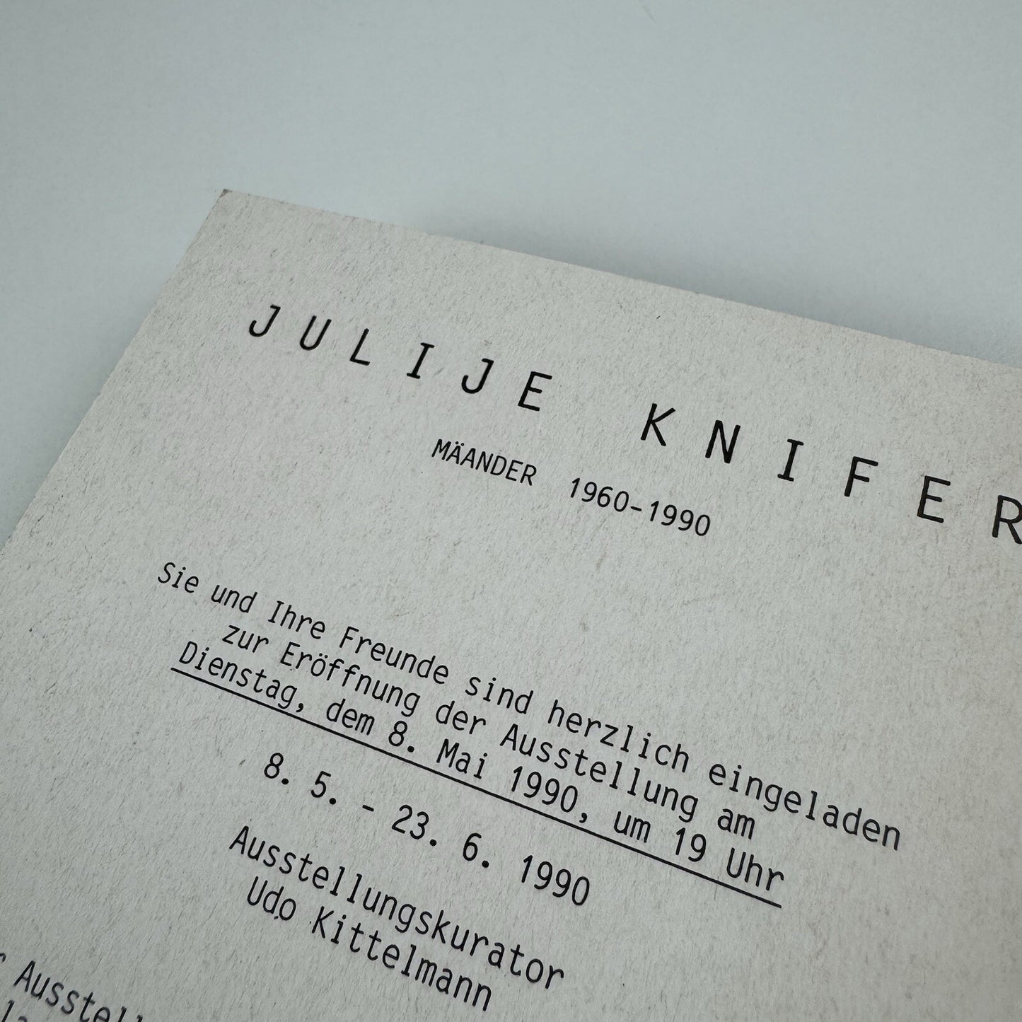 Private view invite/postcard – Julije Knifer Mäander 1960-1990 | Dany Keller Galerie