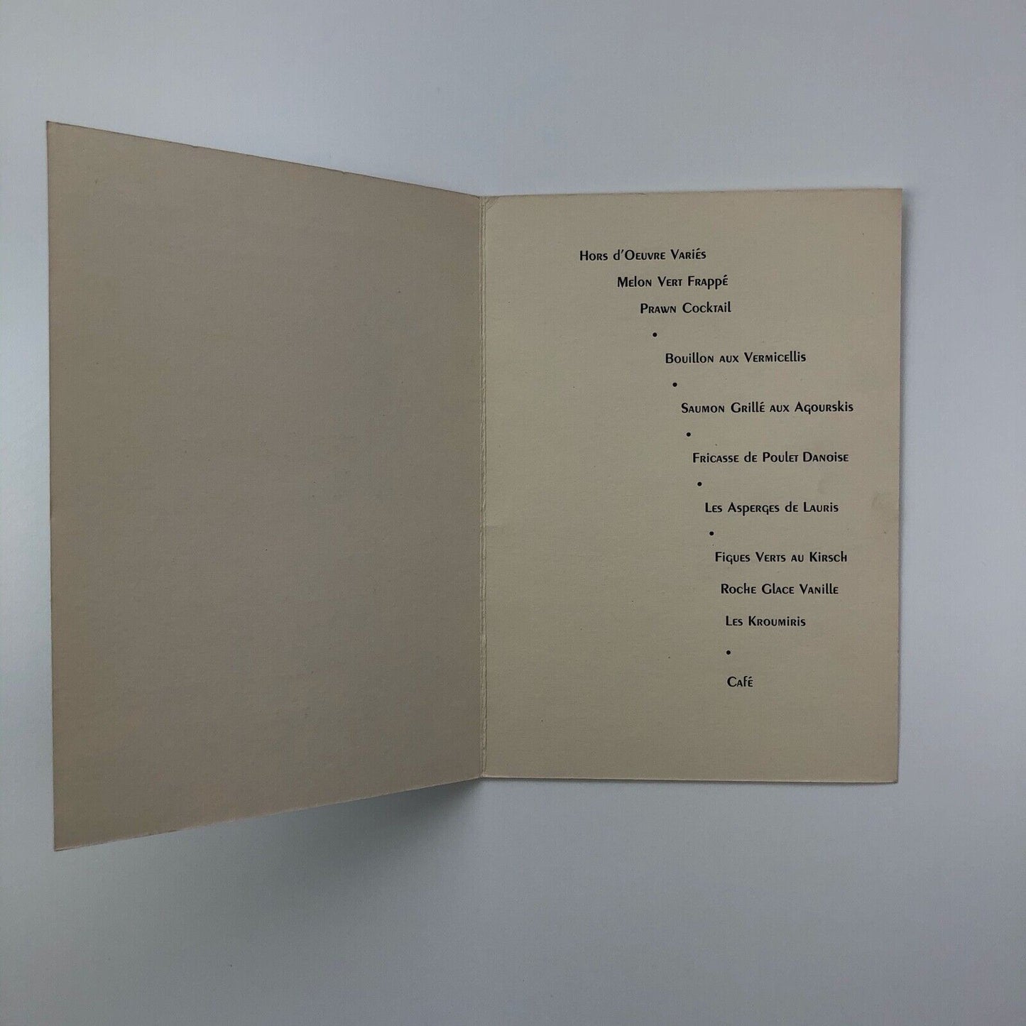 Double Crown Club 70th dinner menu for Charles Peignot talk 26 April 1939 on Typography in France during the 19th century | Menu designed by R.B. Fishenden