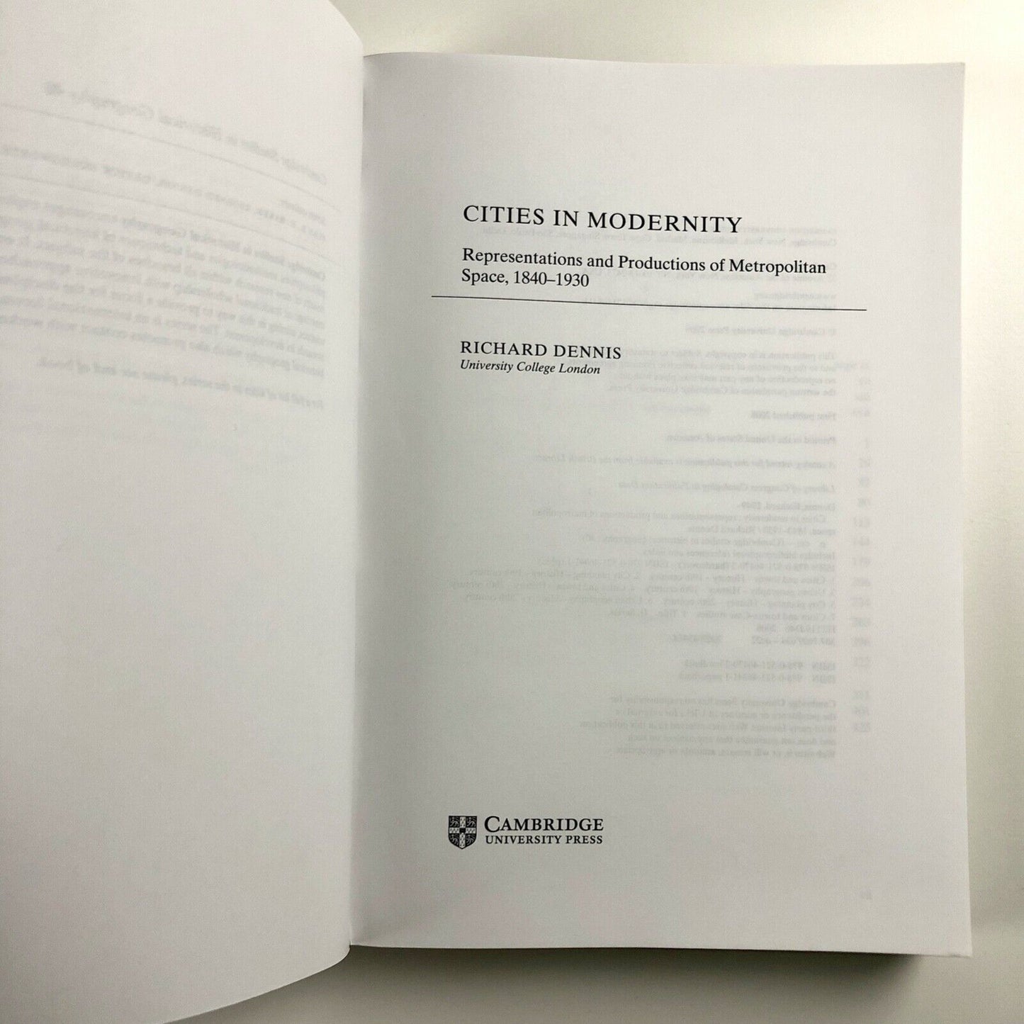 Cities in Modernity. Representations and Productions of Metropolitan Space, 1840-1930 by Richard Dennis | Cambridge University Press, 2008