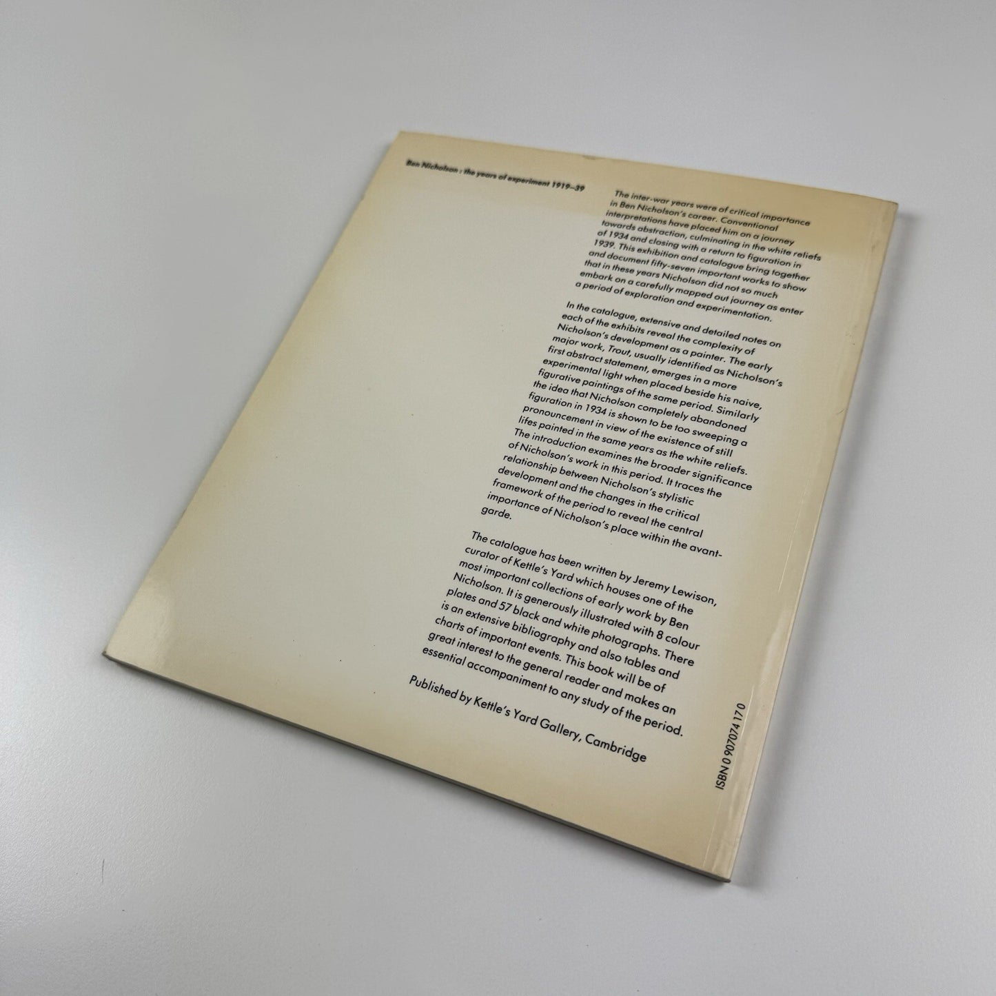 Ben Nicholson. The years of experiment 1919-39 by Jeremy Lewison | Kettle's Yard, 1984 catalogue