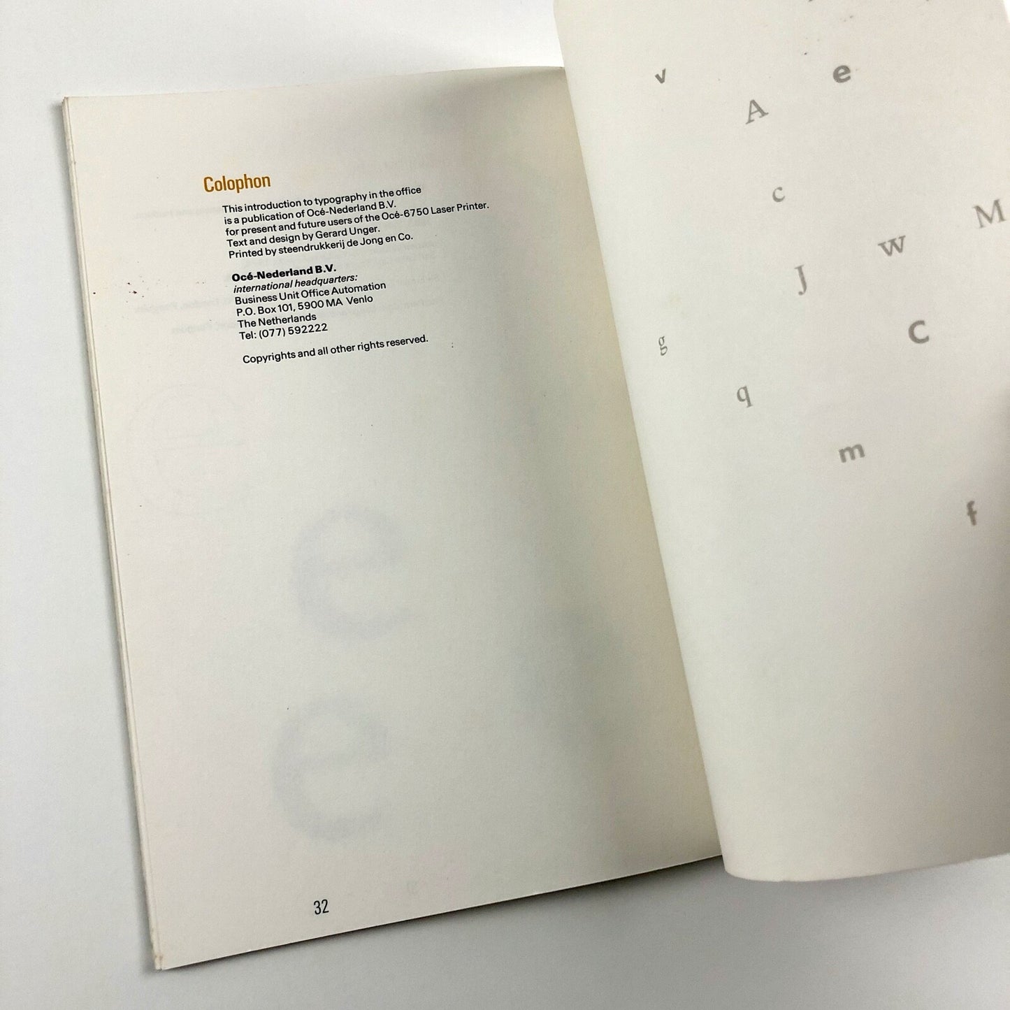 Typography – Basic Principles and Applications | Océ-Nederland Gerard Unger