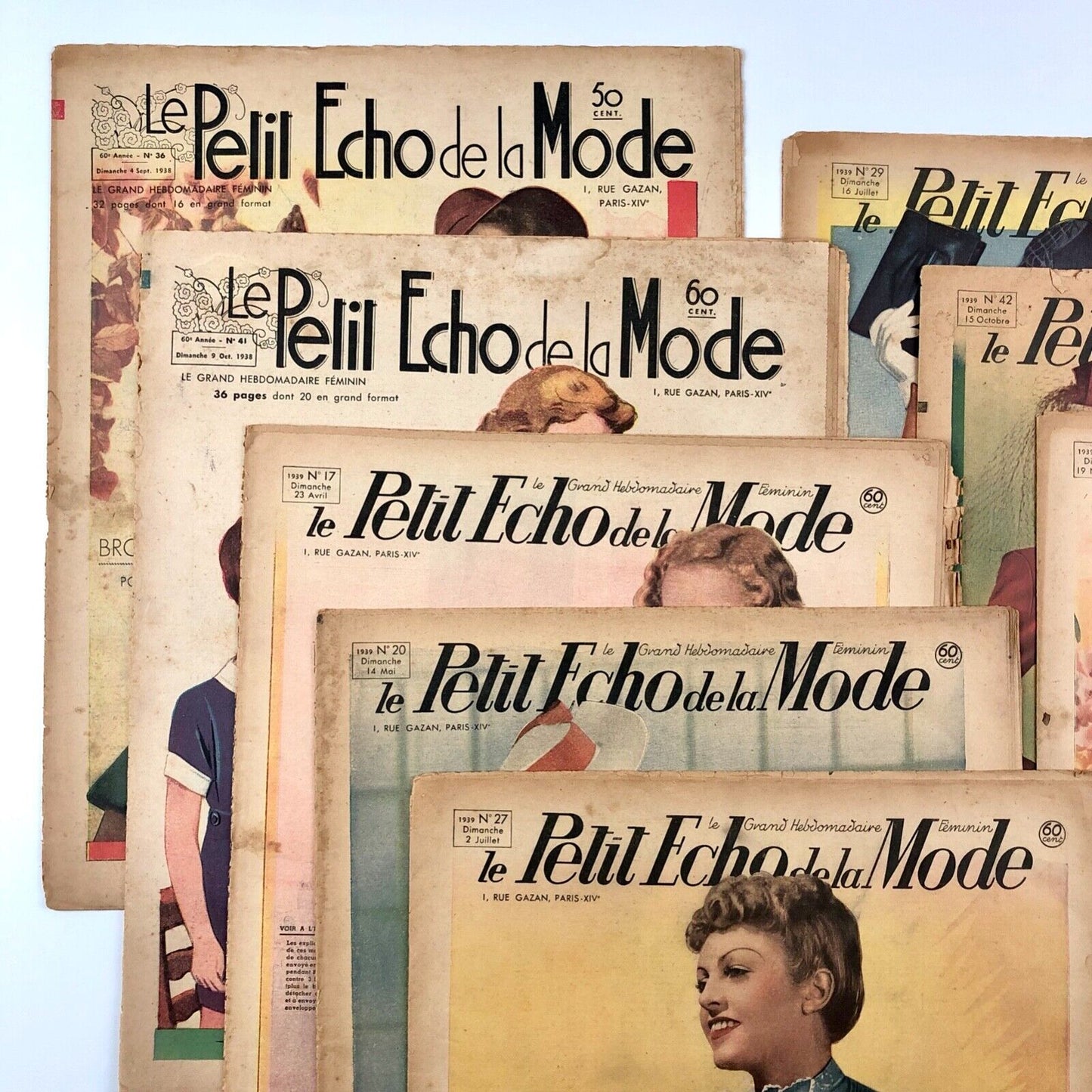 Le Petit Echo de la Mode French fashion journal x 10 issues: 2 x 1938 & 8 x 1939