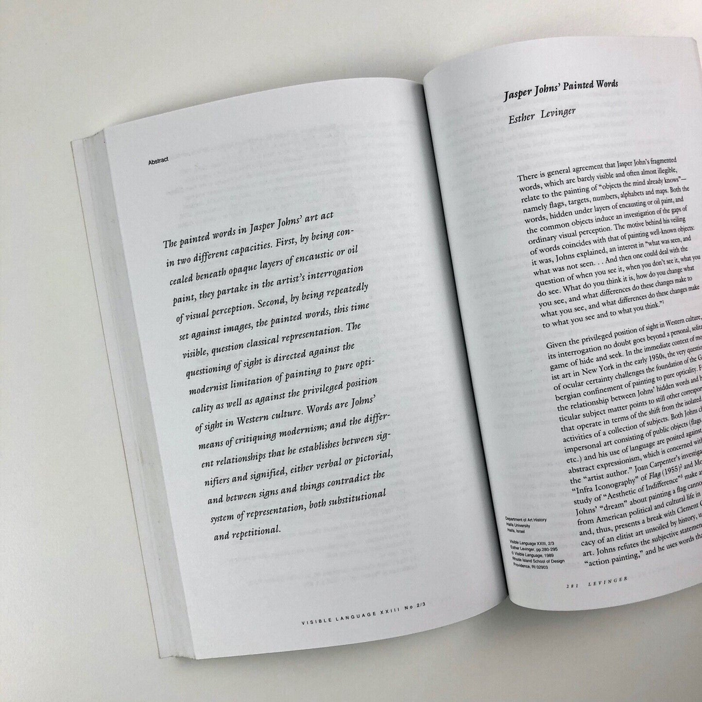 Visible Language journal | Volume XXIII, Number 2/3 Spring/Summer 1989