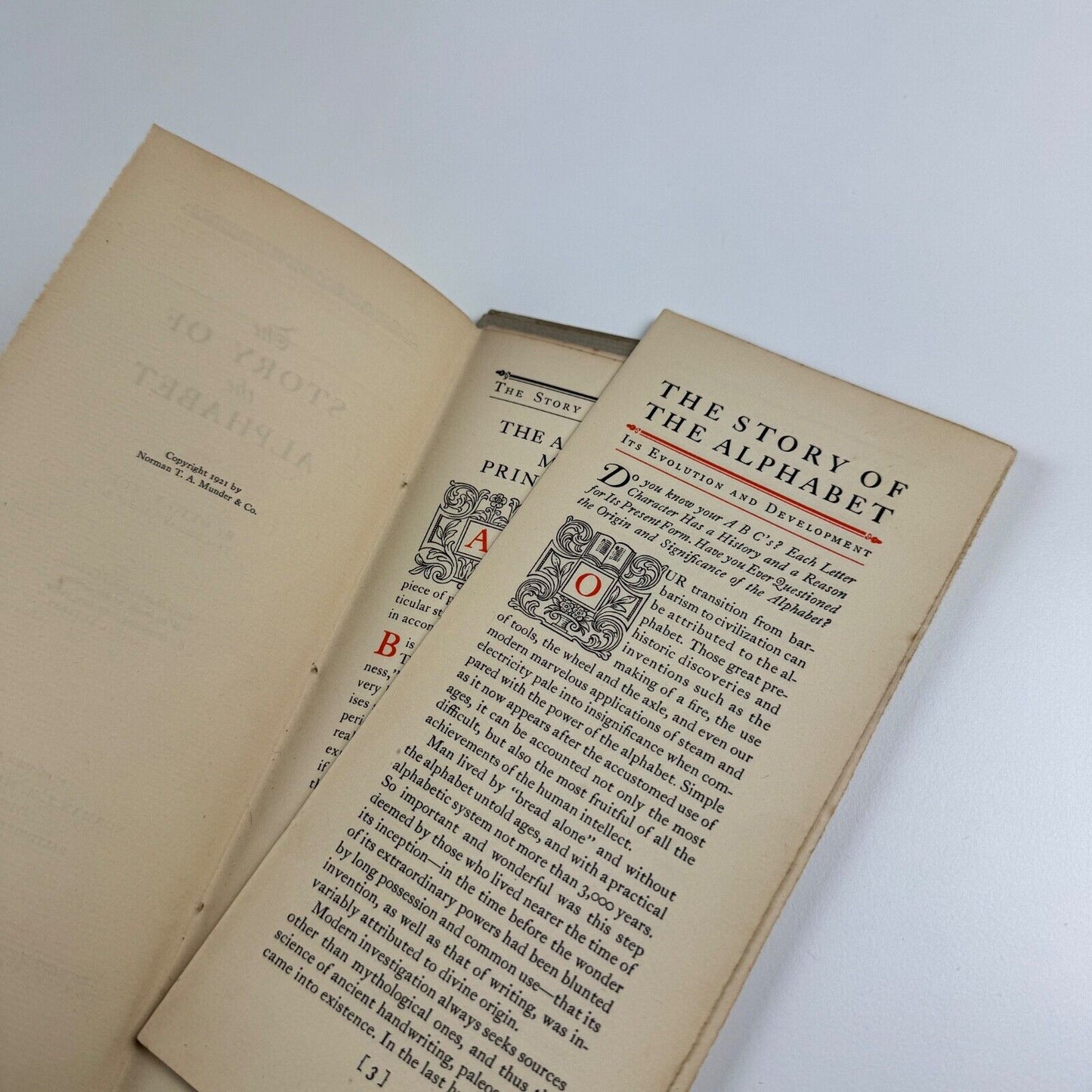 The Story of the Alphabet by Otto F. Ege | The Cleveland School of Art | Norman. T.A. Munder & Co, Baltimore, 1921