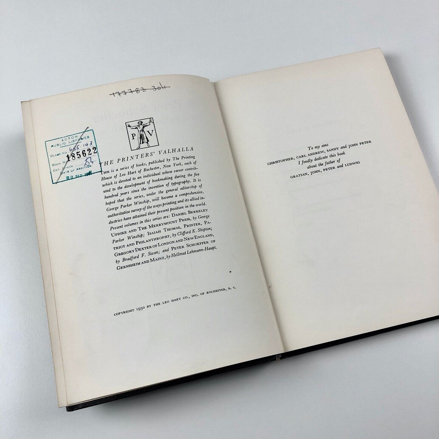Peter Schoeffer of Gernsheim and Mainz by Hellmut Lehmann-Haupt, 1950 | The Printers’ Valhalla. The Printing House of Leo Hart
