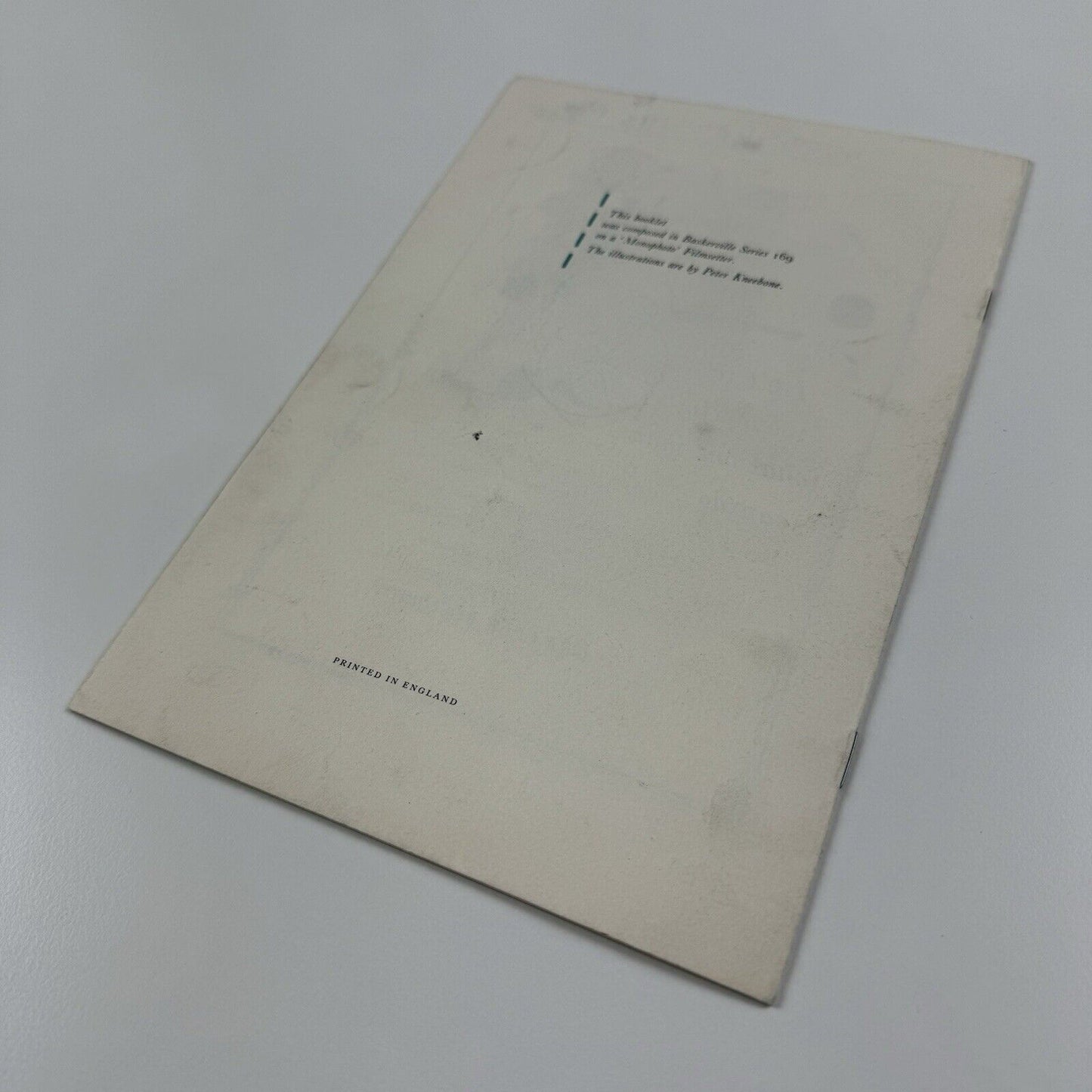 Leaflet The myth of the one-man machine. Monotype Monophoto | Peter Kneebone illustrations, undated