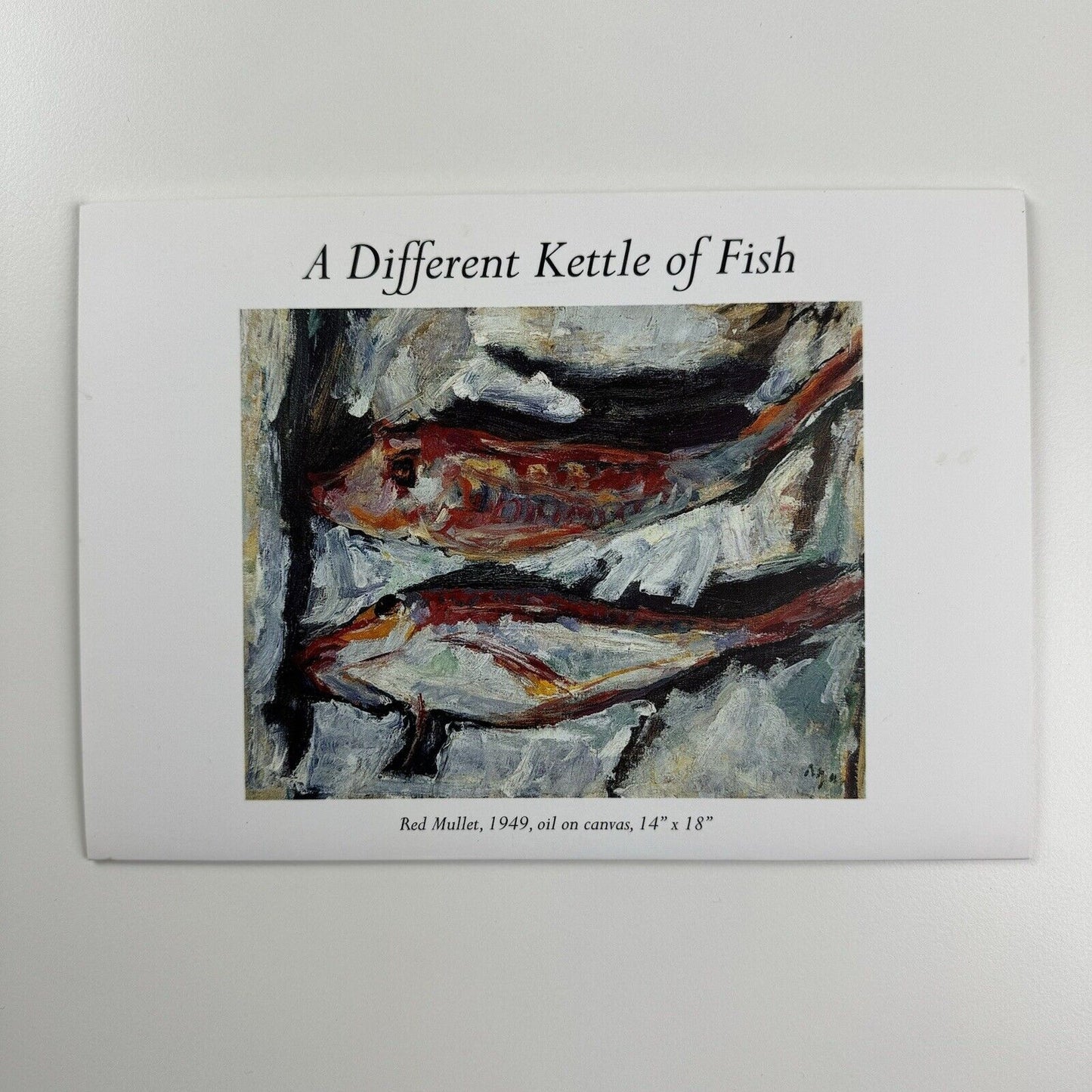 Folded card for A Different Kettle of Fish – paintings by Adrian Ryan | Penlee Gallery & Museum, 2002
