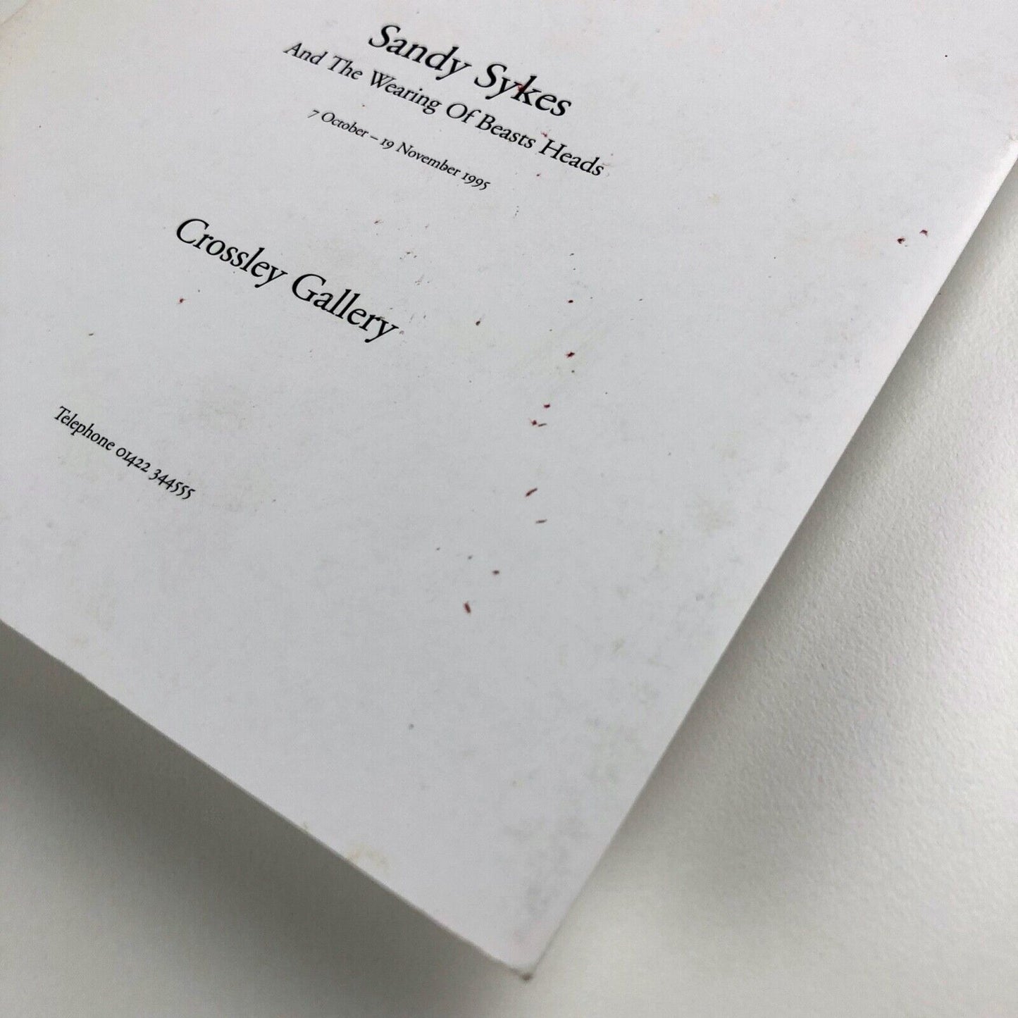 Folding card for Sandy Sykes And the Wearing of Beasts | Heads Crossley Gallery, 1995
