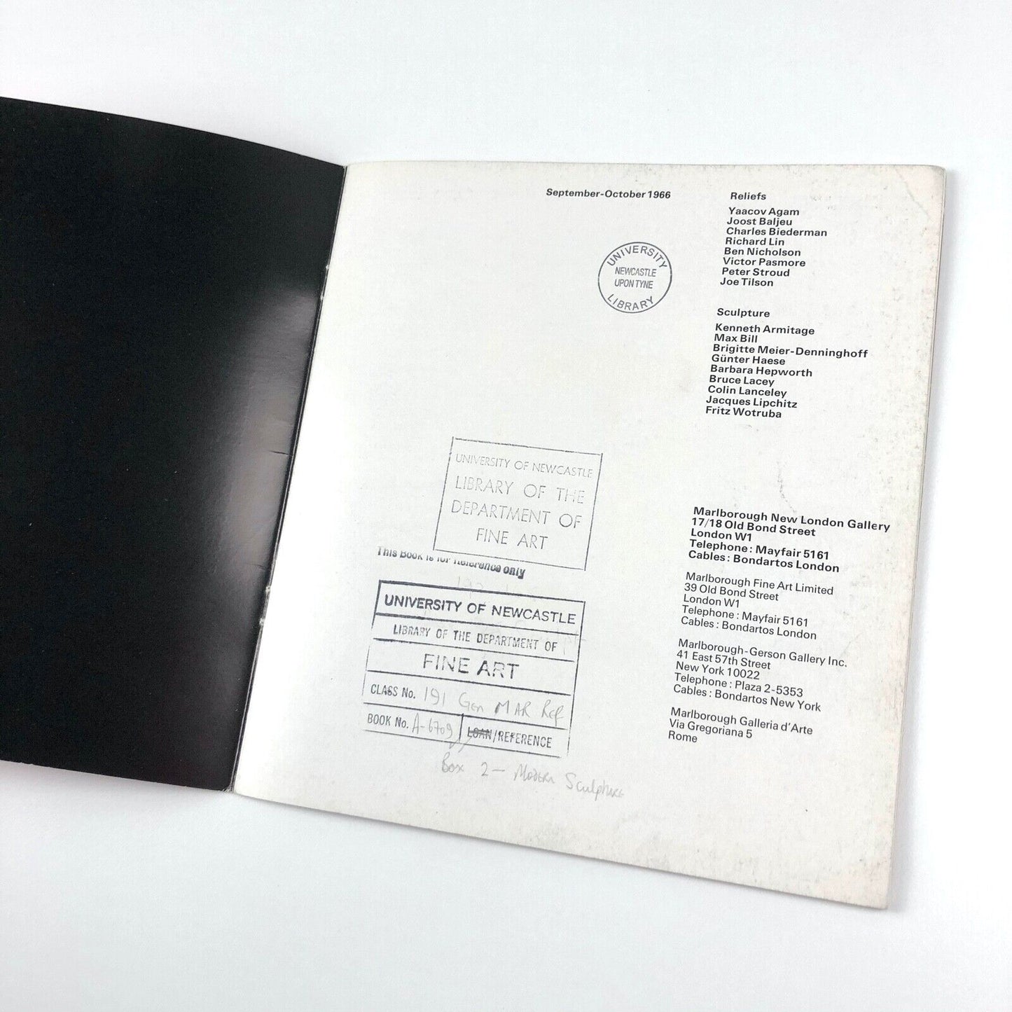 Reliefs, Sculpture | Exhibition catalogue | Marlborough New London Gallery, 1966