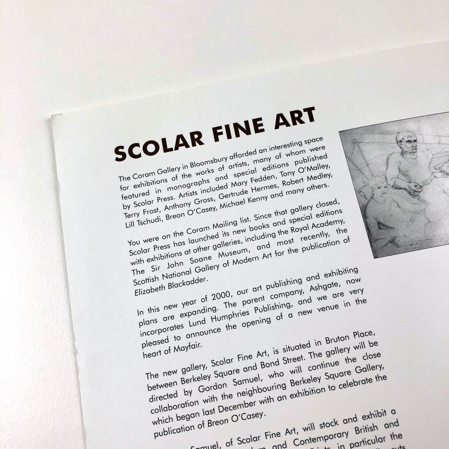 Modern British: Paintings, Drawings, Sculpture exhibition | Scolar Fine Art folded card, 2000
